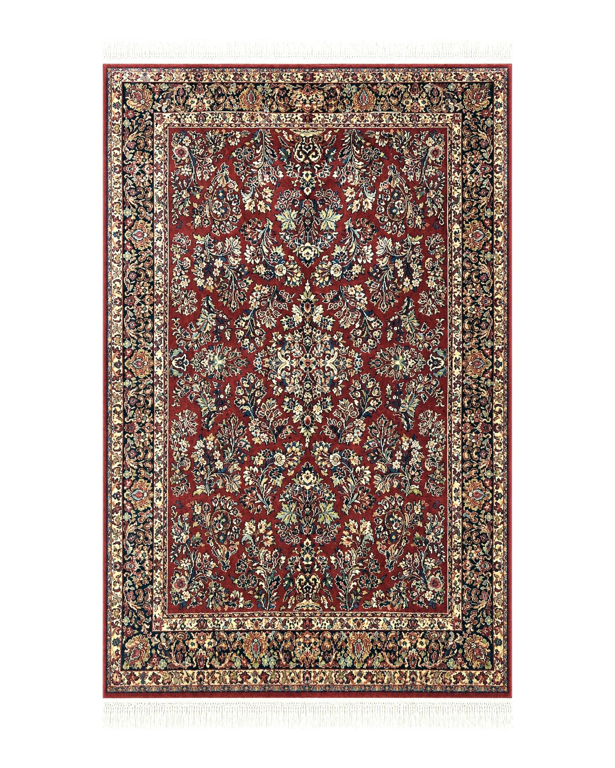 Karastan Rug 5.9 x 9 Red Sarouk #785, Wool Original 700 Series, Vintage