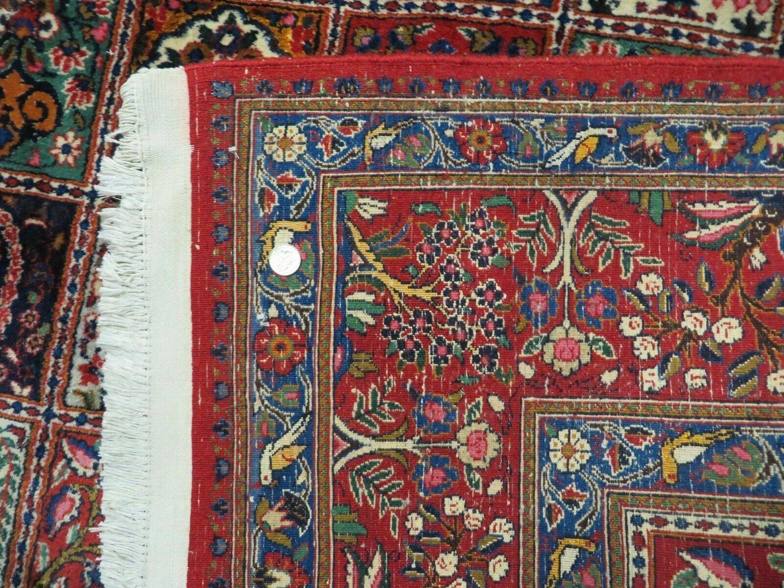 Wonderful Persian Bakhtiari Rug 8x11, Panel Design Animal Pictorials, Handmade Semi Antique Vintage Oriental Carpet, Multicolor Room Sized Wool & Silk - Jewel Rugs