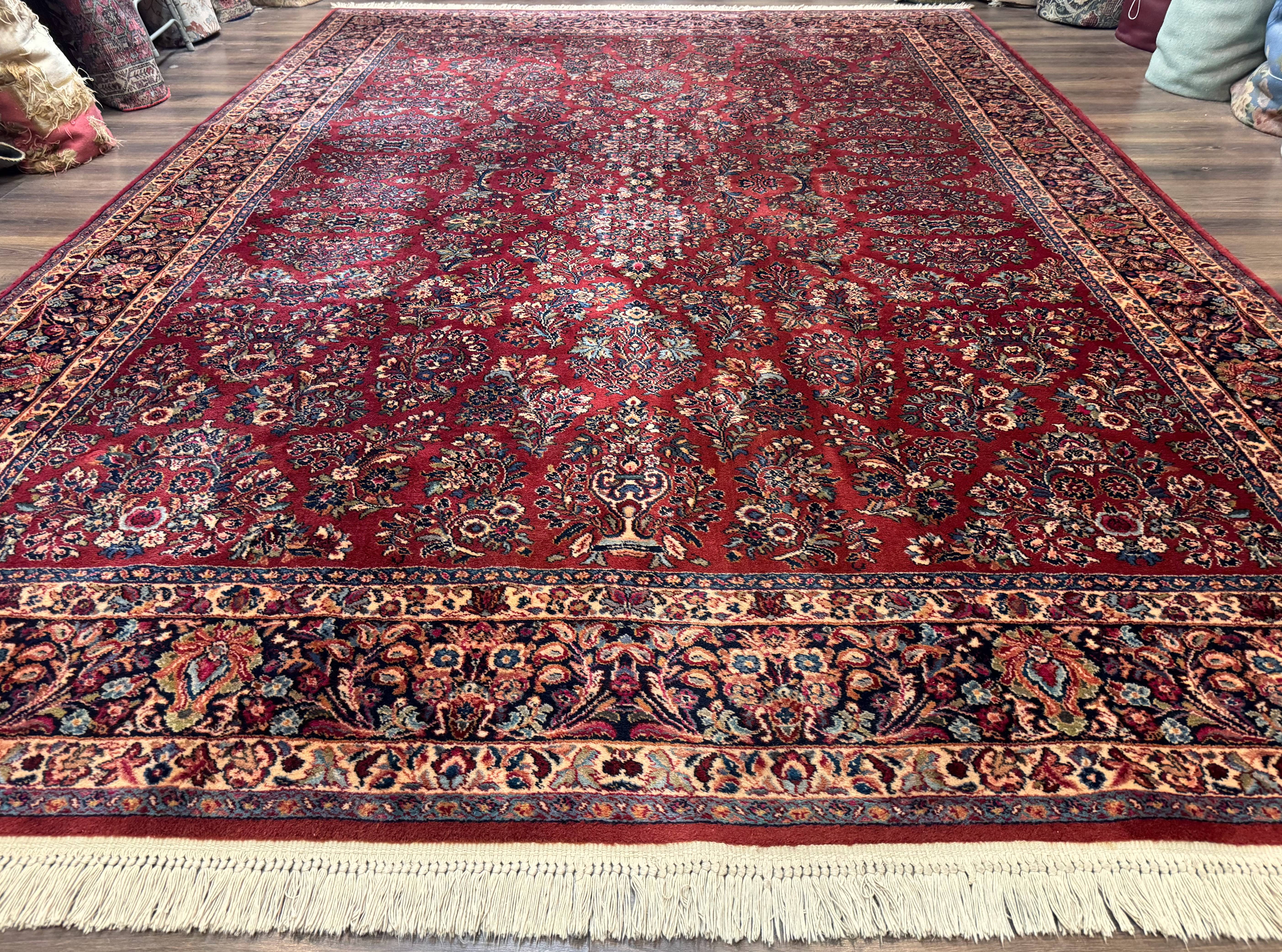 10x14 Karastan Rug Red Sarouk #785, Wool Original 700 Series - Jewel Rugs