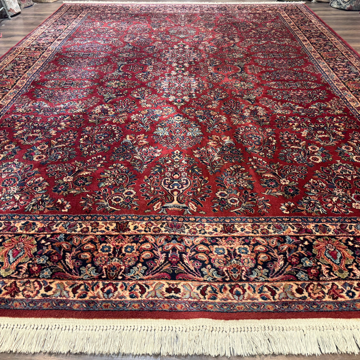 Karastan Rug 10x14, Red Sarouk #785, Wool Original 700 Series – Jewel Rugs