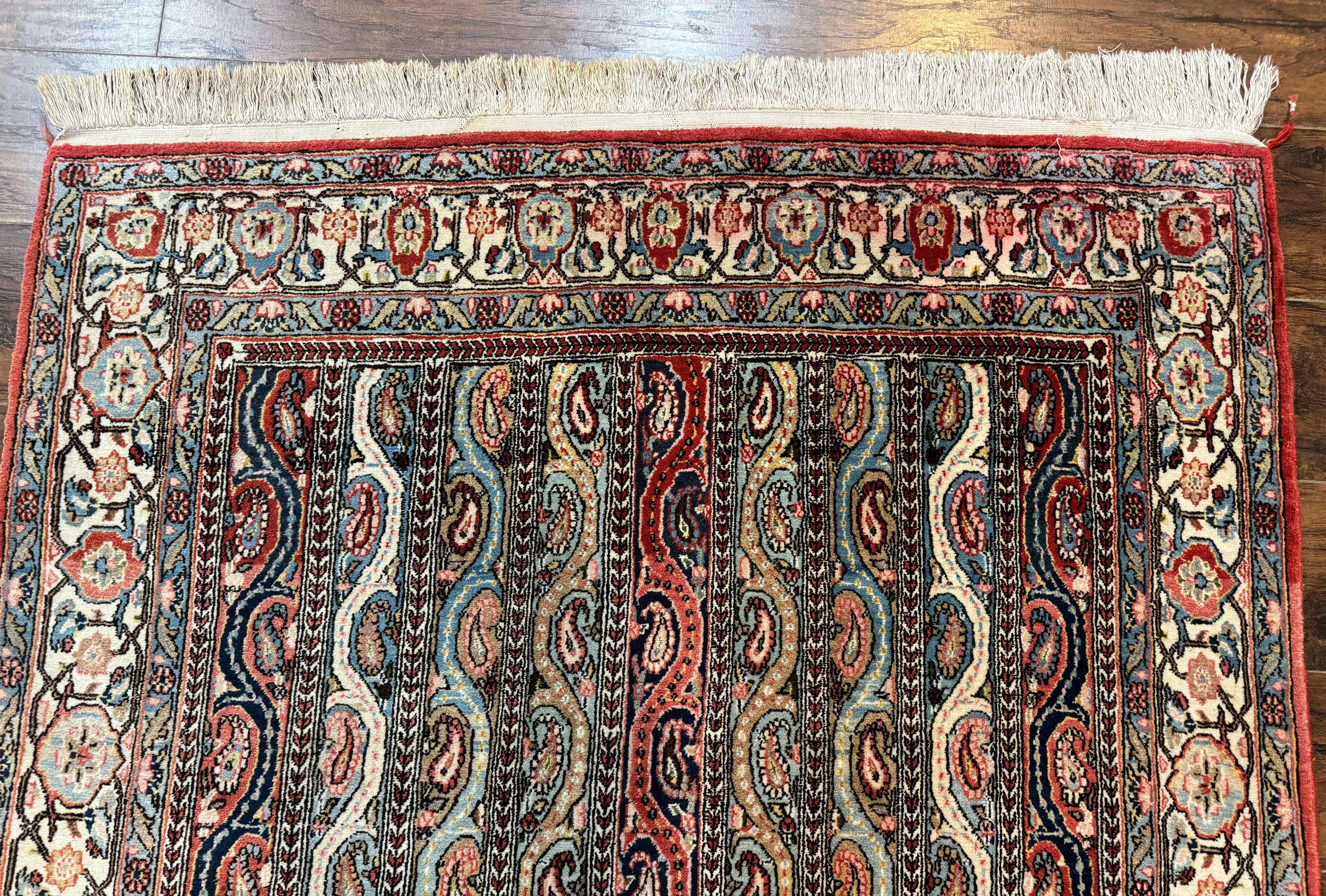 Persian Qum Rug 4x7, Striped Paisley Boteh Design - Jewel Rugs