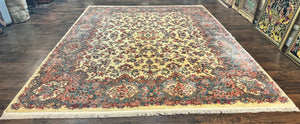 Karastan Kirman Rug #788, Wool Karastan Carpet 8.8 x 10.6, Original 700 Series, Vintage Karastan Ivory Kirman Area Rug, Discontinued