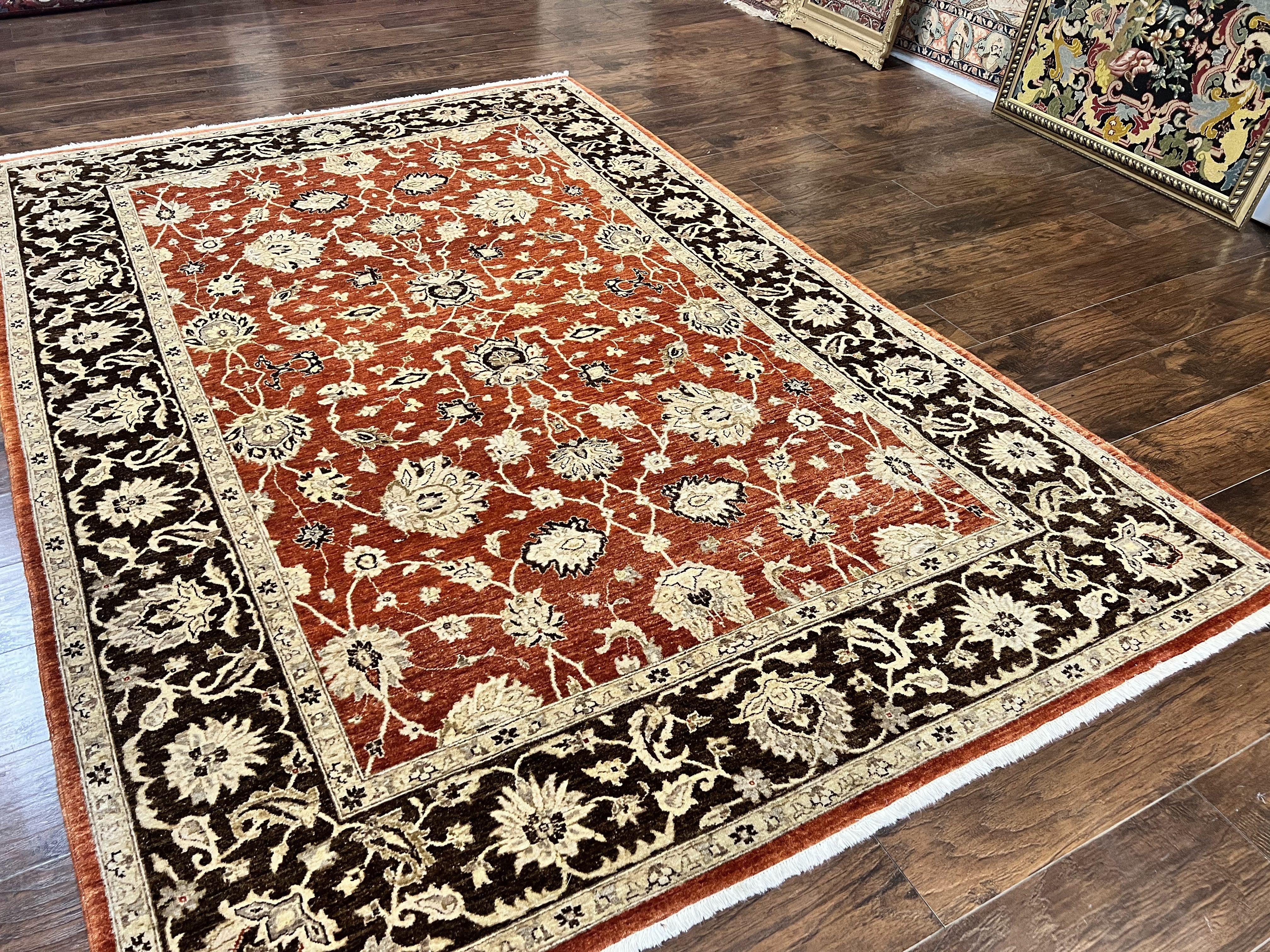 Pakistani Oriental Rug 6x9, Red, Floral Allover, Handmade Wool Rug, Peshawar Chobi Rug, Pak Persian Carpet 6 x 9 - Jewel Rugs