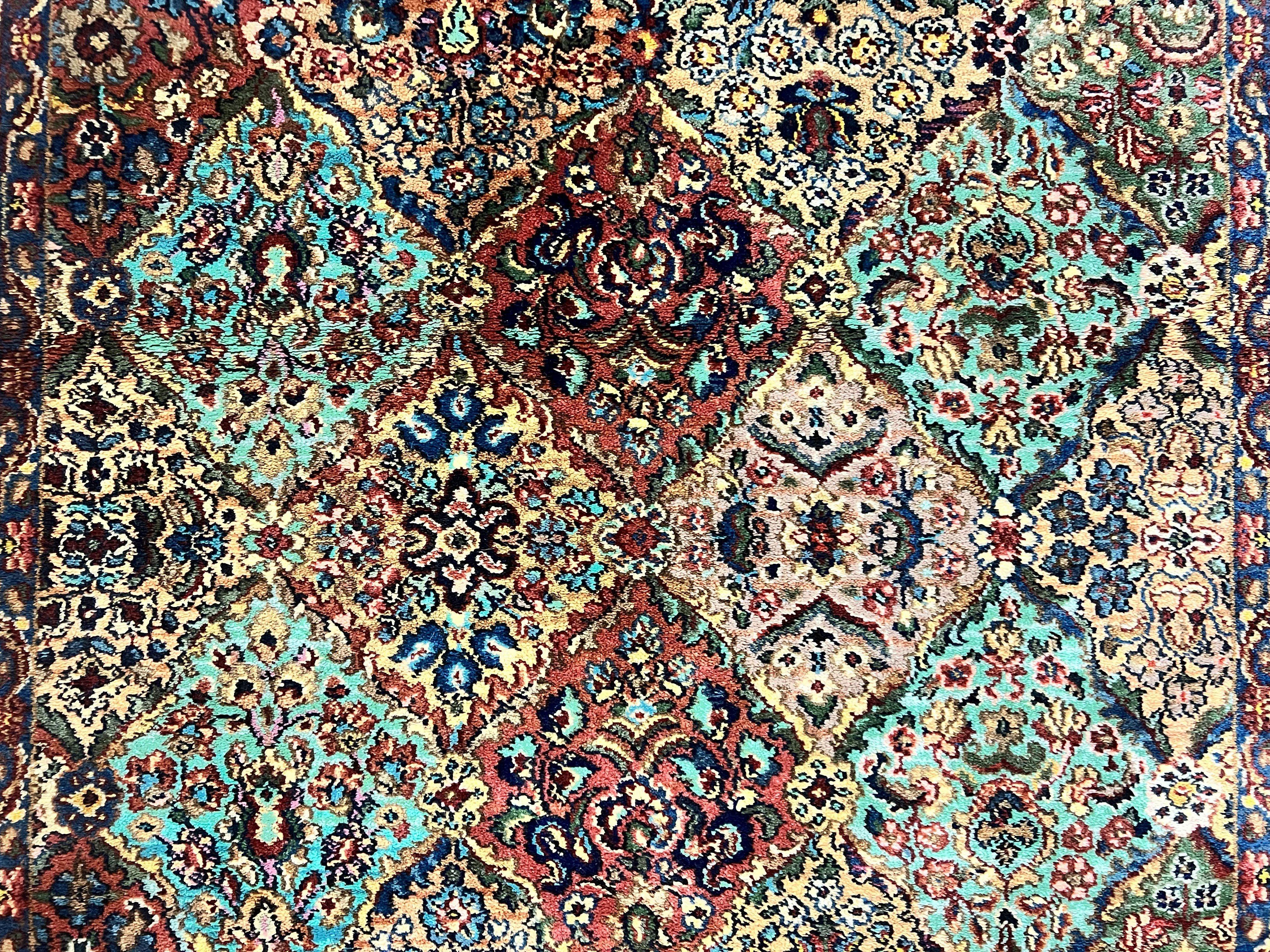 Karastan Rug 4x6 Multicolor Panel Kirman Rug #717, Wool Karastan Carpet, Original Collection 700 Series, Vintage, Rare Size - Jewel Rugs