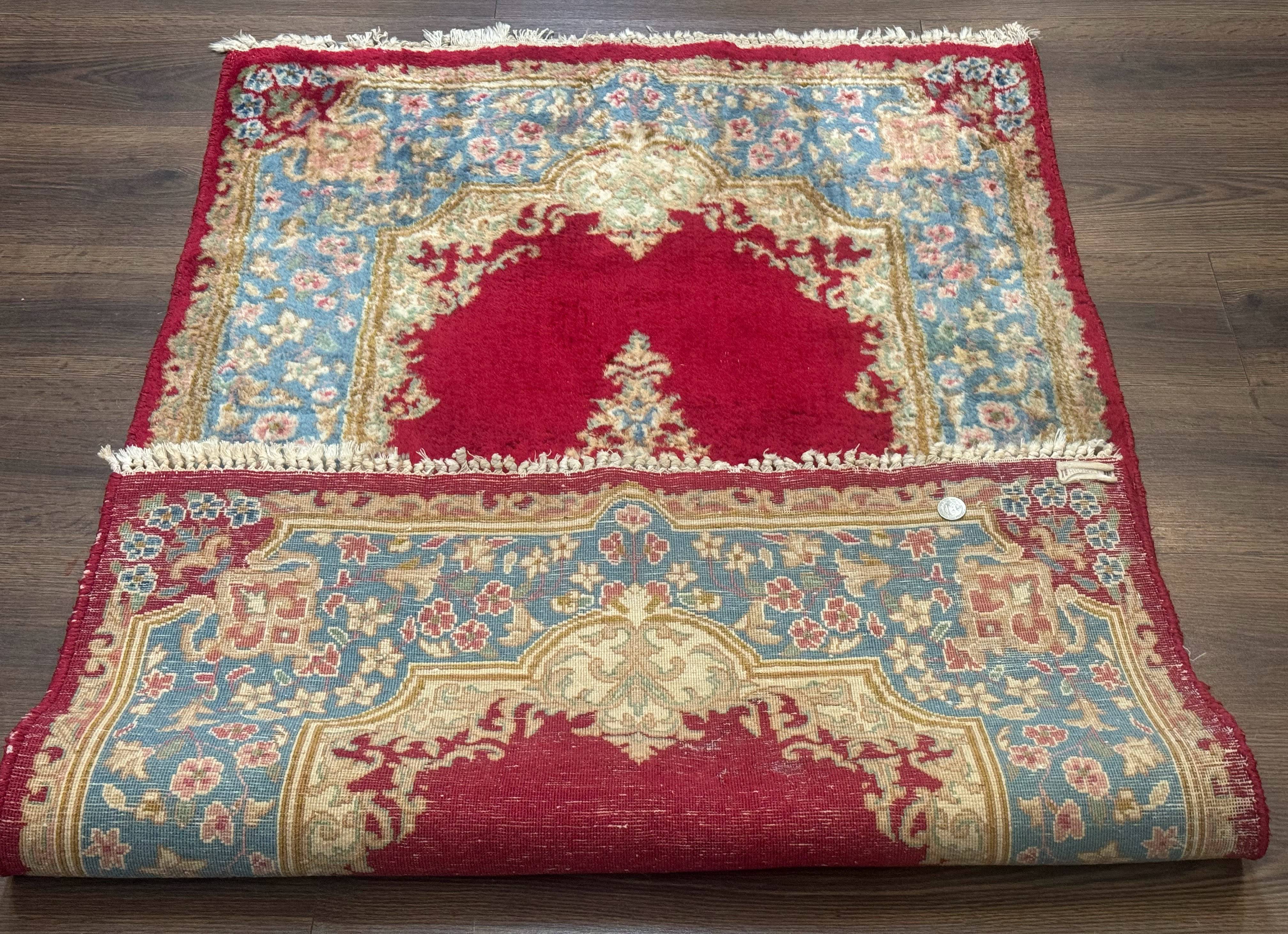 Red Persian Kerman Rug 3x5, Semi Open Field, Handmade - Jewel Rugs
