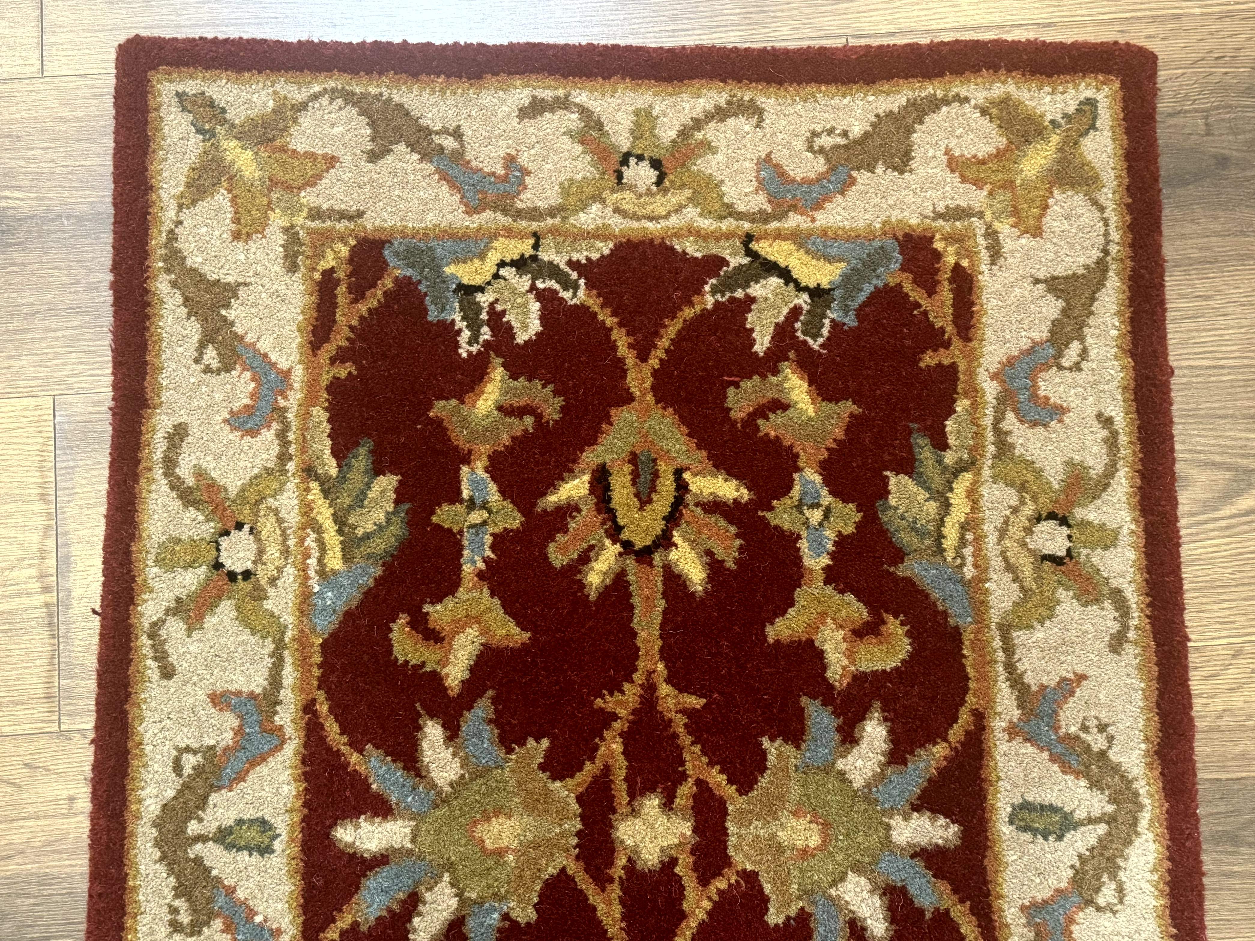 Small Floral Wool Rug 2x3, Safavieh Heritage Collection, Dark Red & Cream - Jewel Rugs