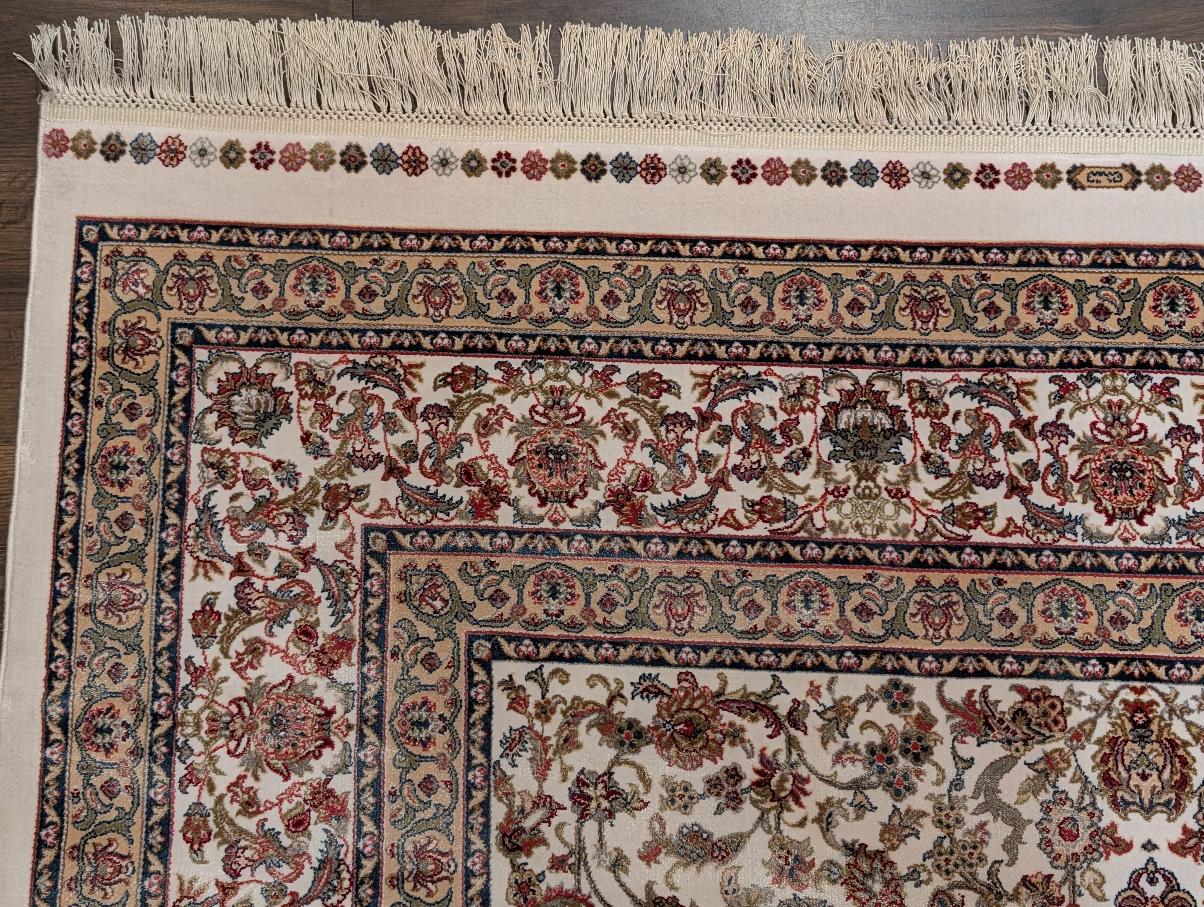 Square Silk Rug 5x5, Turkish Silk Carpet, Ivory, New, Bamboo Silk - Jewel Rugs