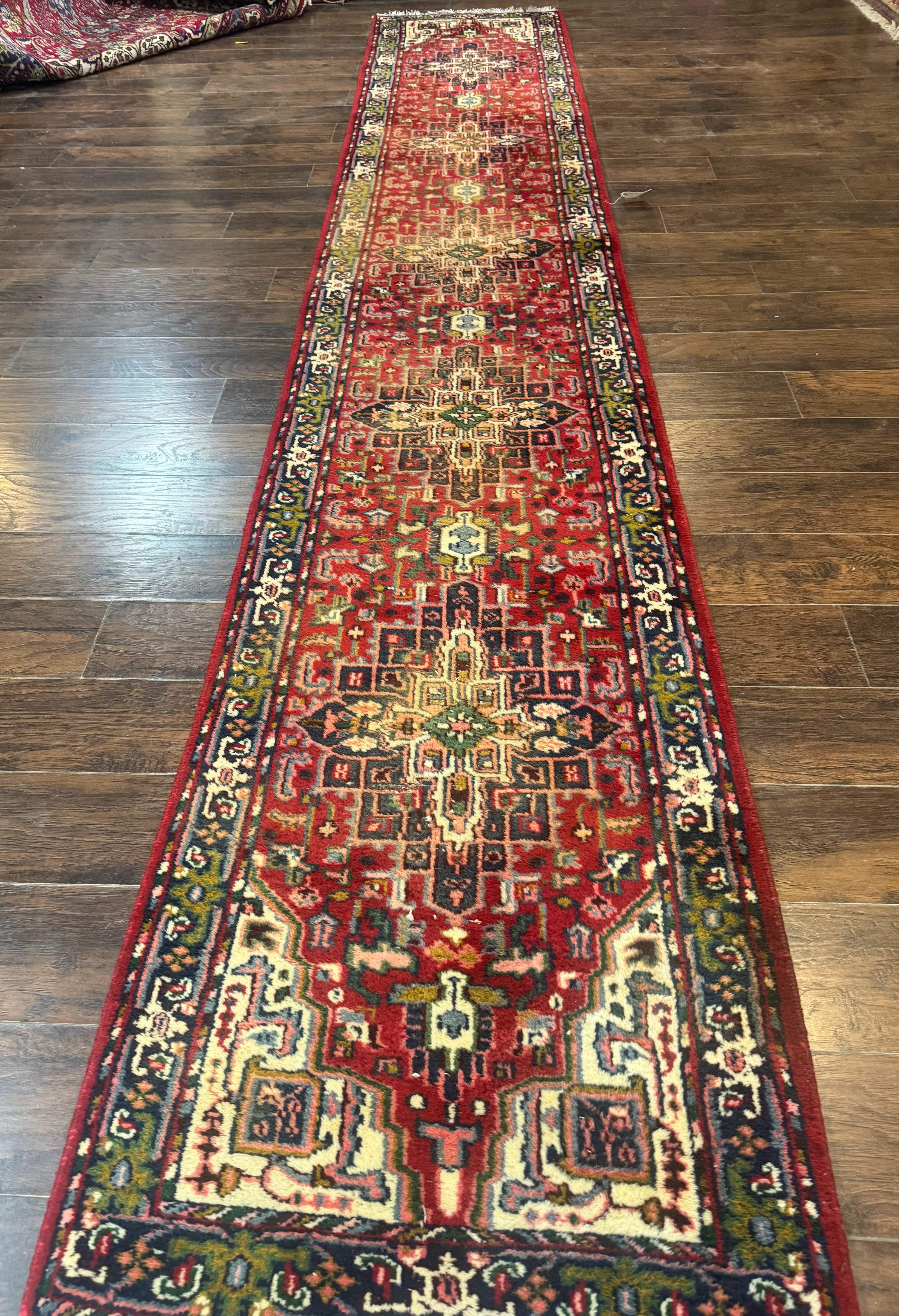 Indo Persian Heriz Runner Rug 3 x 17, Geometric Long Runner Carpet for Hallway, Medallions, Wool Runner Rug 3x17 - Jewel Rugs