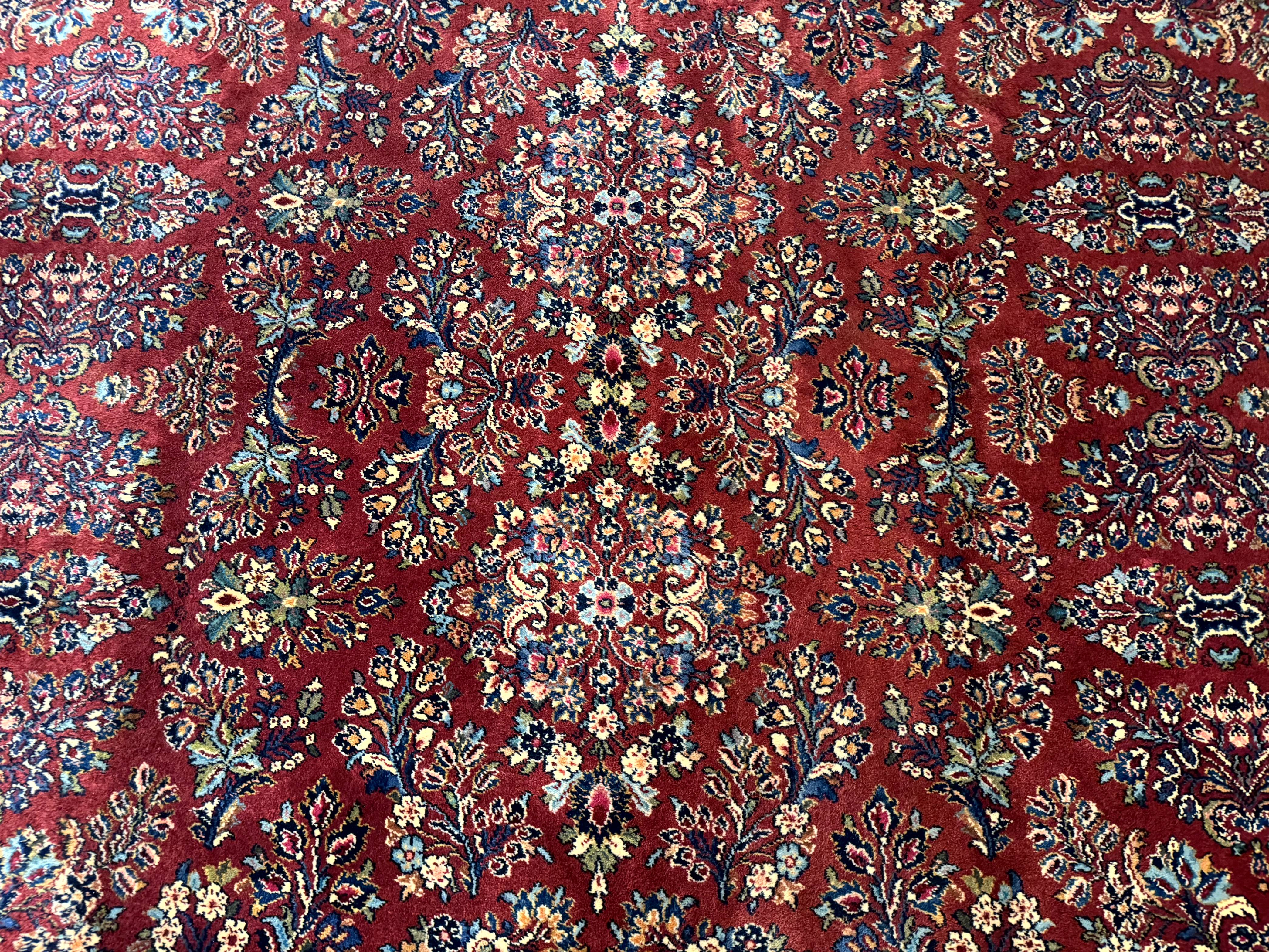 10x14 Karastan Rug Red Sarouk #785, Wool Original 700 Series - Jewel Rugs