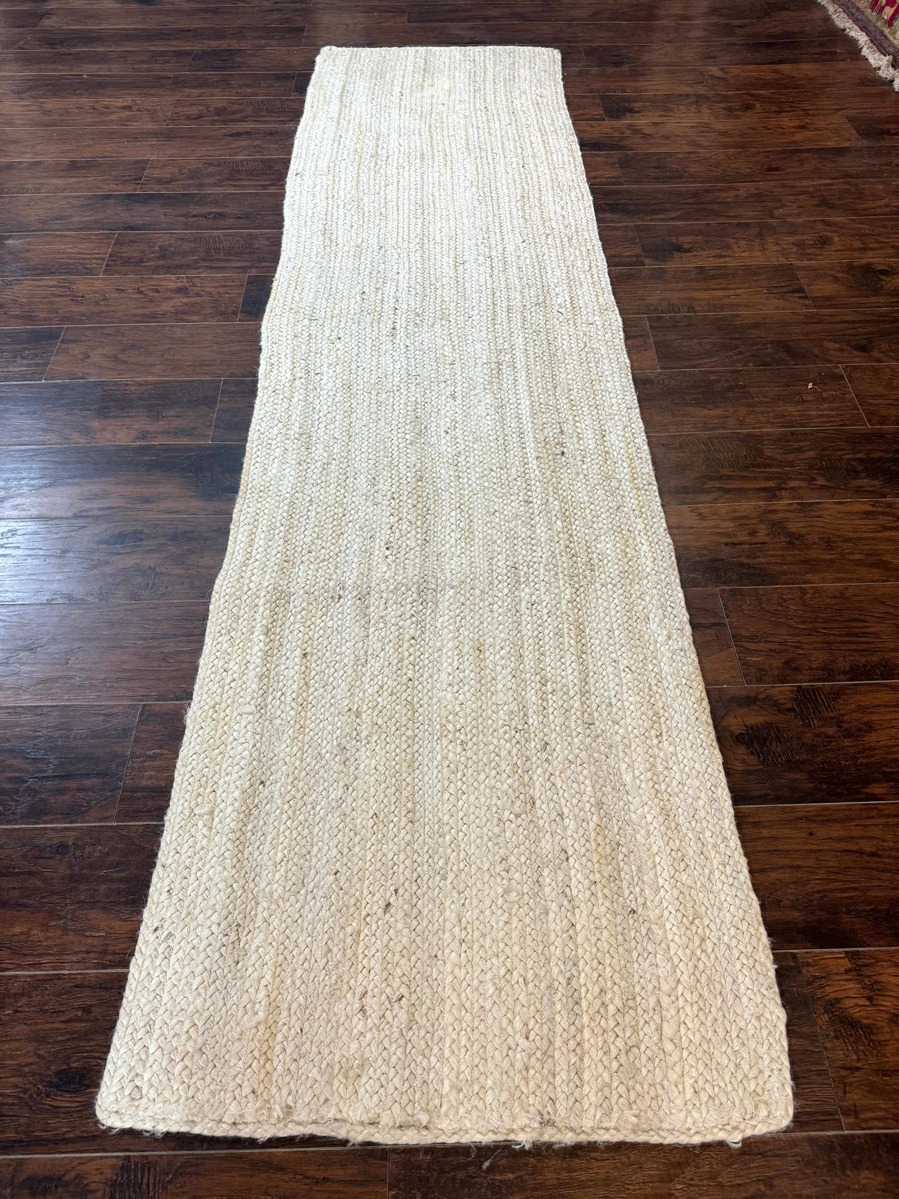 Modern Jute Runner Rug 2.7 x 10, Rug for Hallway or Kitchen, Farmhouse Rug - Jewel Rugs