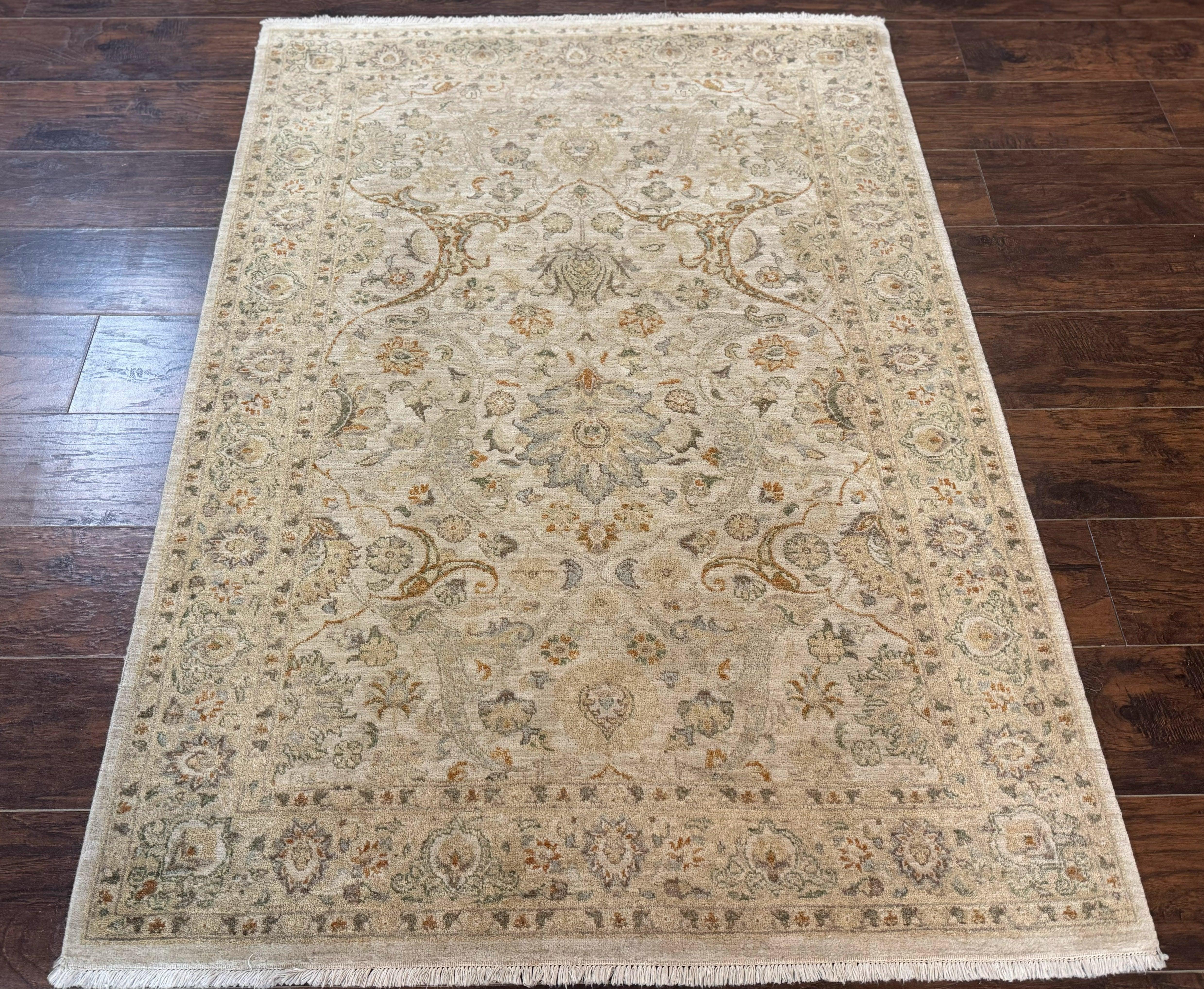 Pak Persian Rug 4x6, Beige, Pakistani Peshawar Rug, Handmade, Neutral Colors, Vintage Rug for Modern Home - Jewel Rugs