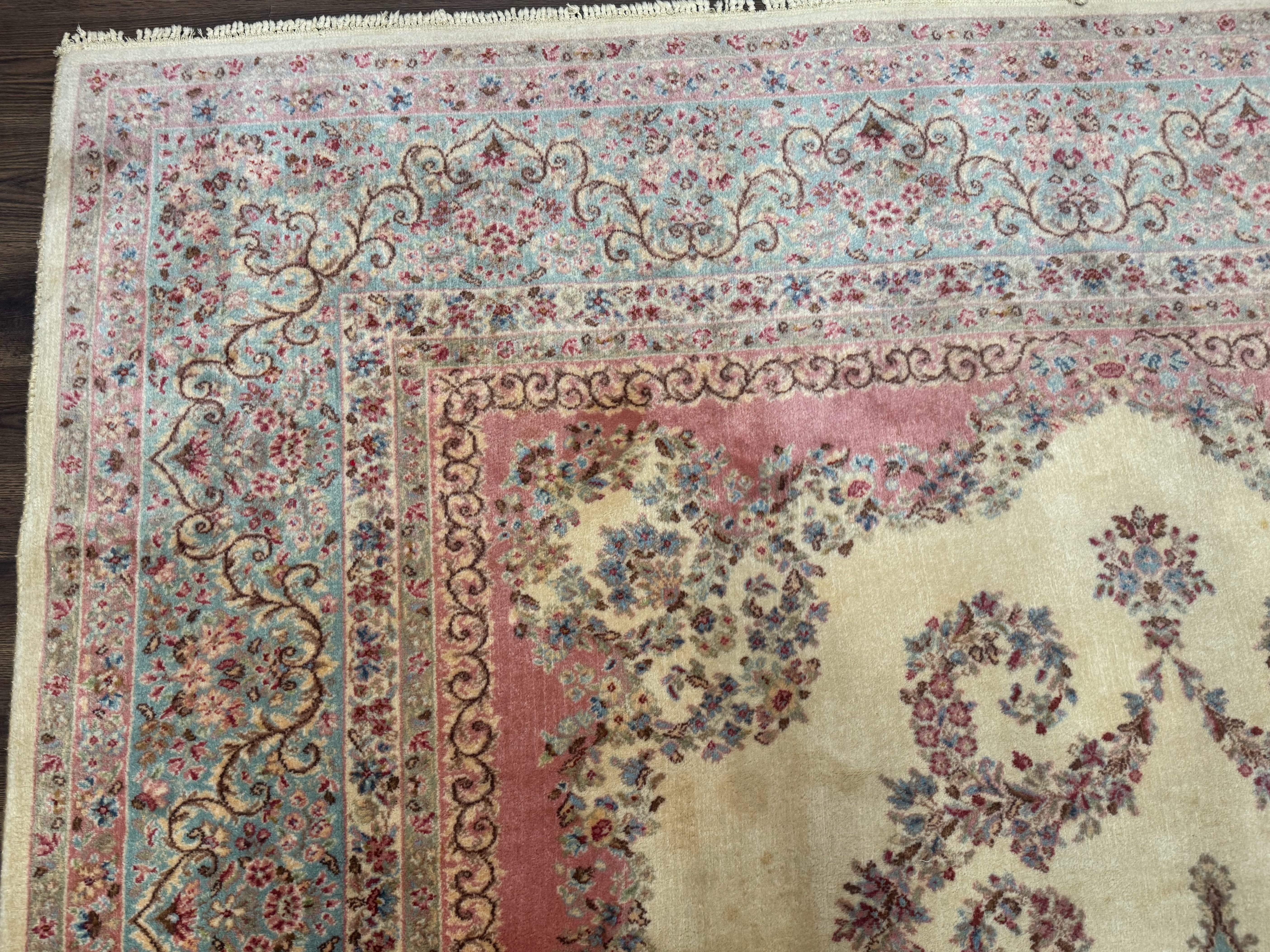 10x14 Karastan Kirman Rug #784 Pastel Ivory Kirman Medallion, Wool Antique Original 700 Series - Jewel Rugs