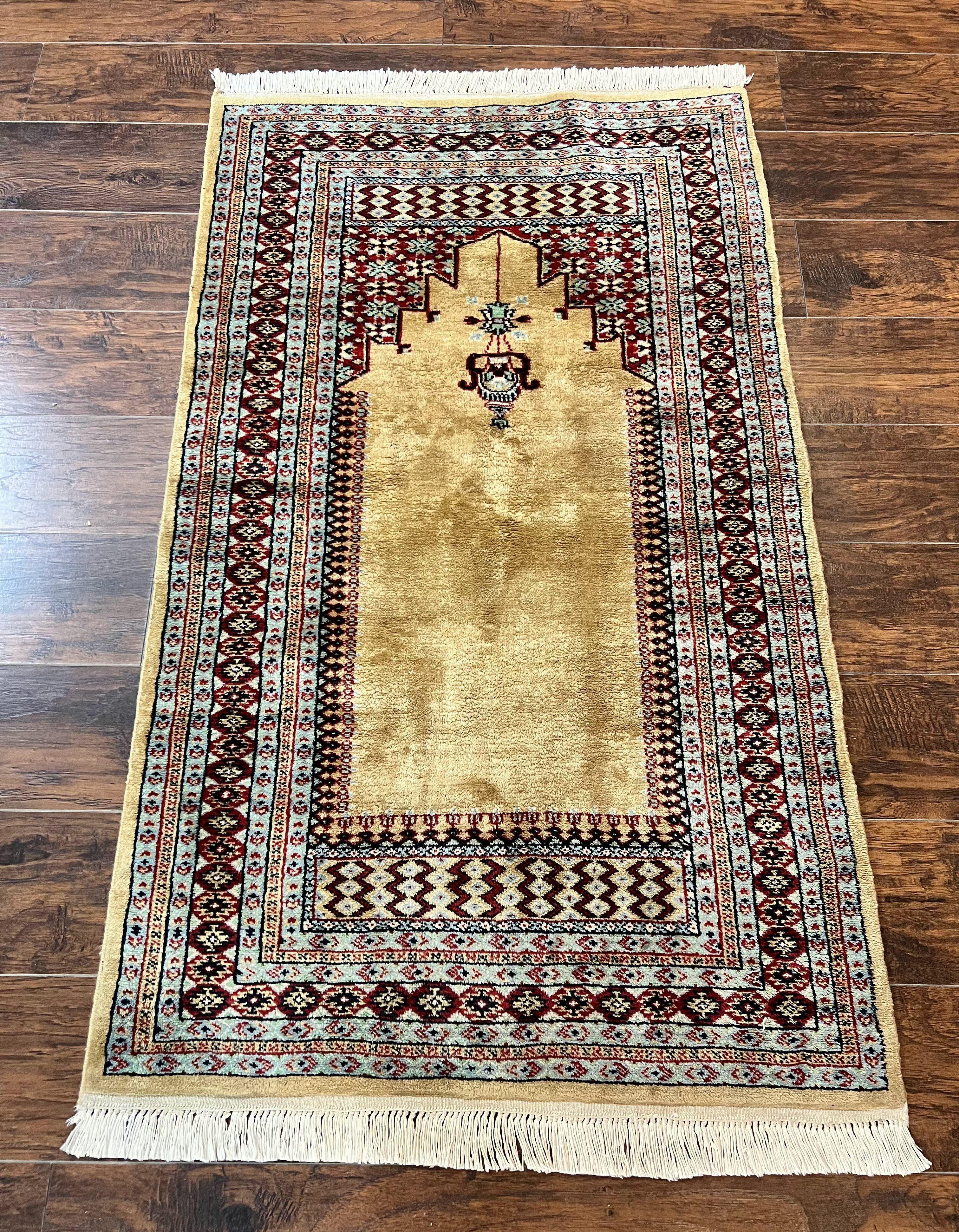 Bokhara Prayer Rug 3x5, Pakistani Turkoman Carpet, Tan, Handmade Vintage Wool Carpet - Jewel Rugs
