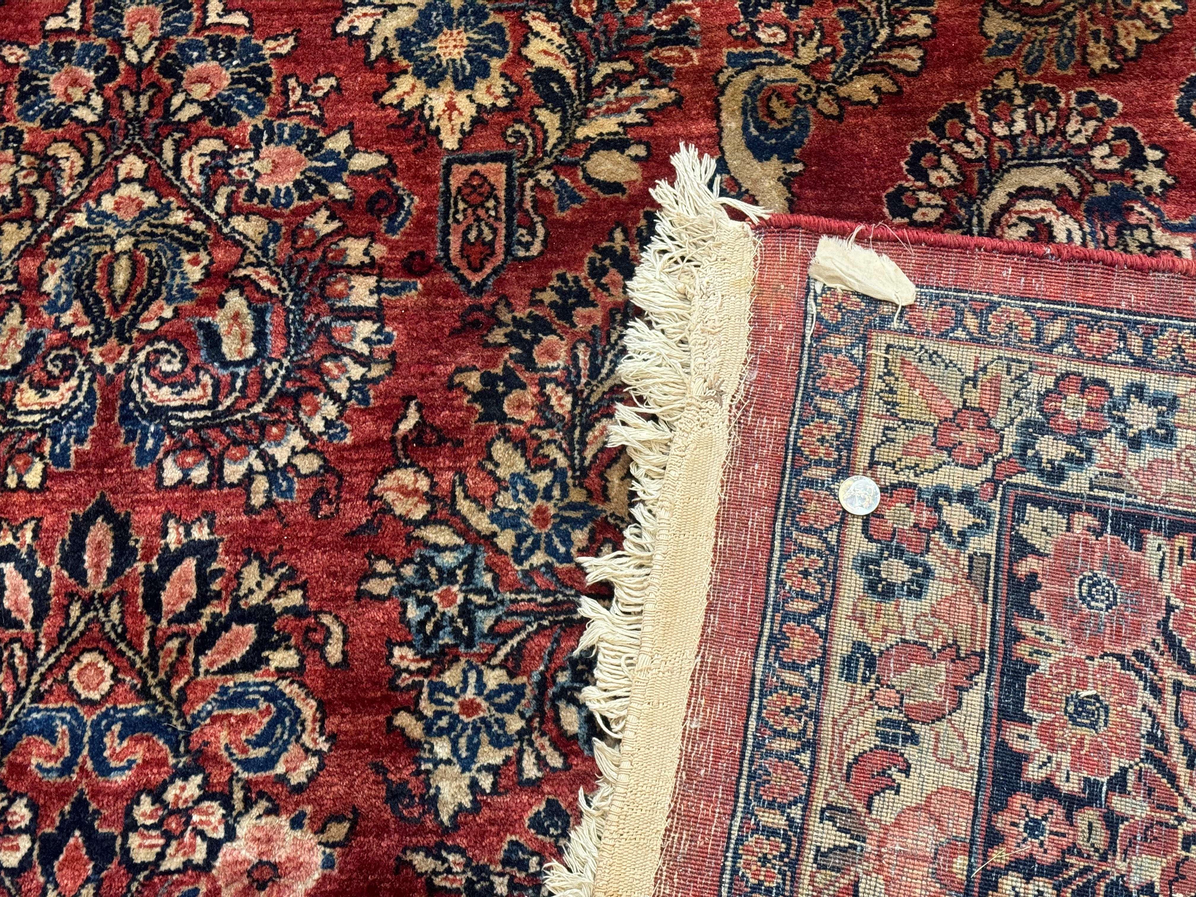 Large Persian Sarouk Rug 10x17, Palace Size Antique Persian Carpet, Red, Floral Allover, Traditional Persian Rug, Oversize Handmade Wool Rug - Jewel Rugs