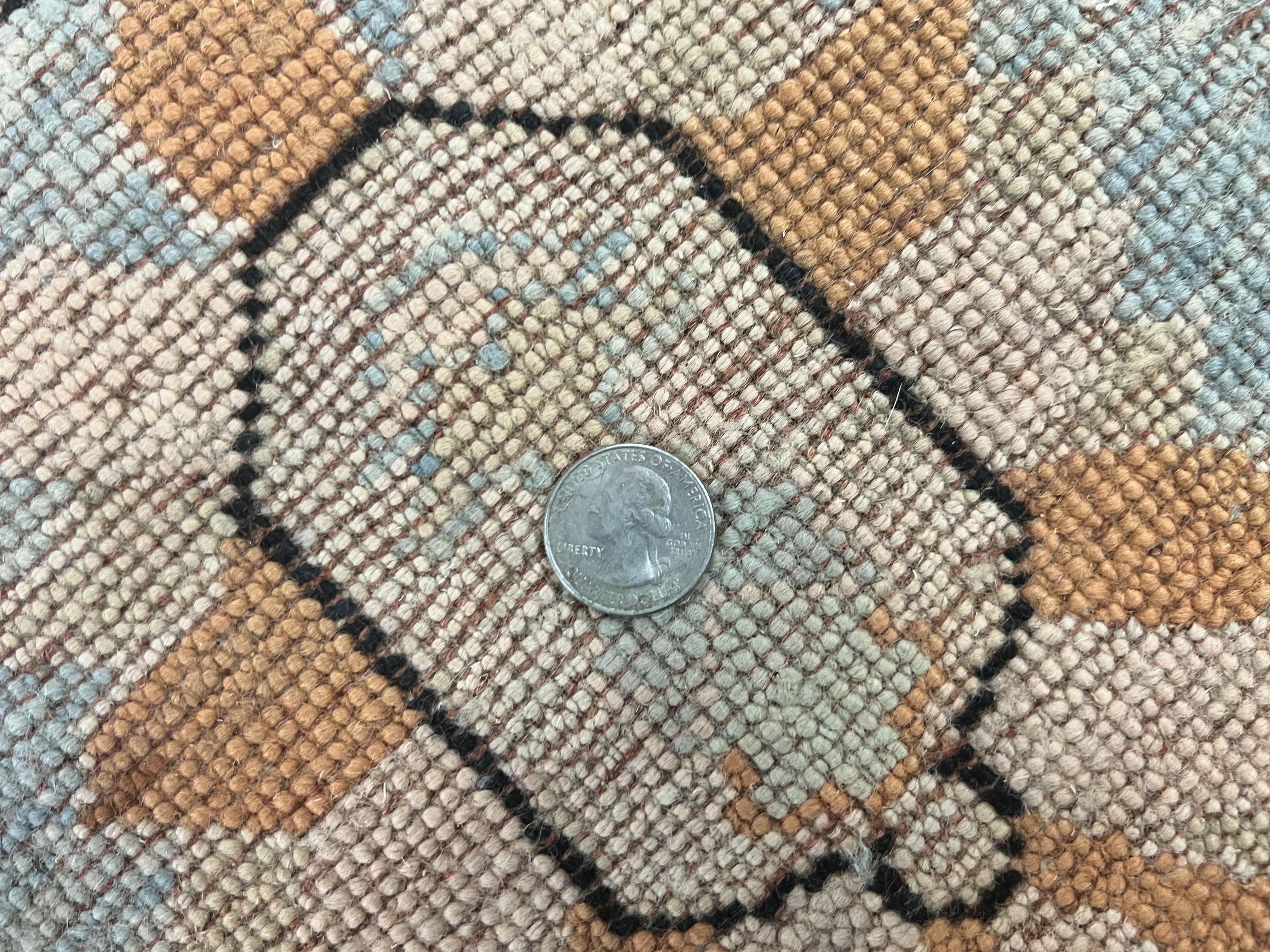 Turkish Oushak Rug 9x10, Neutral Colors, Wool Hand Knotted Vintage Handmade Oriental Carpet, Floral Allover, Farmhouse Rug, Beige Light Blue - Jewel Rugs