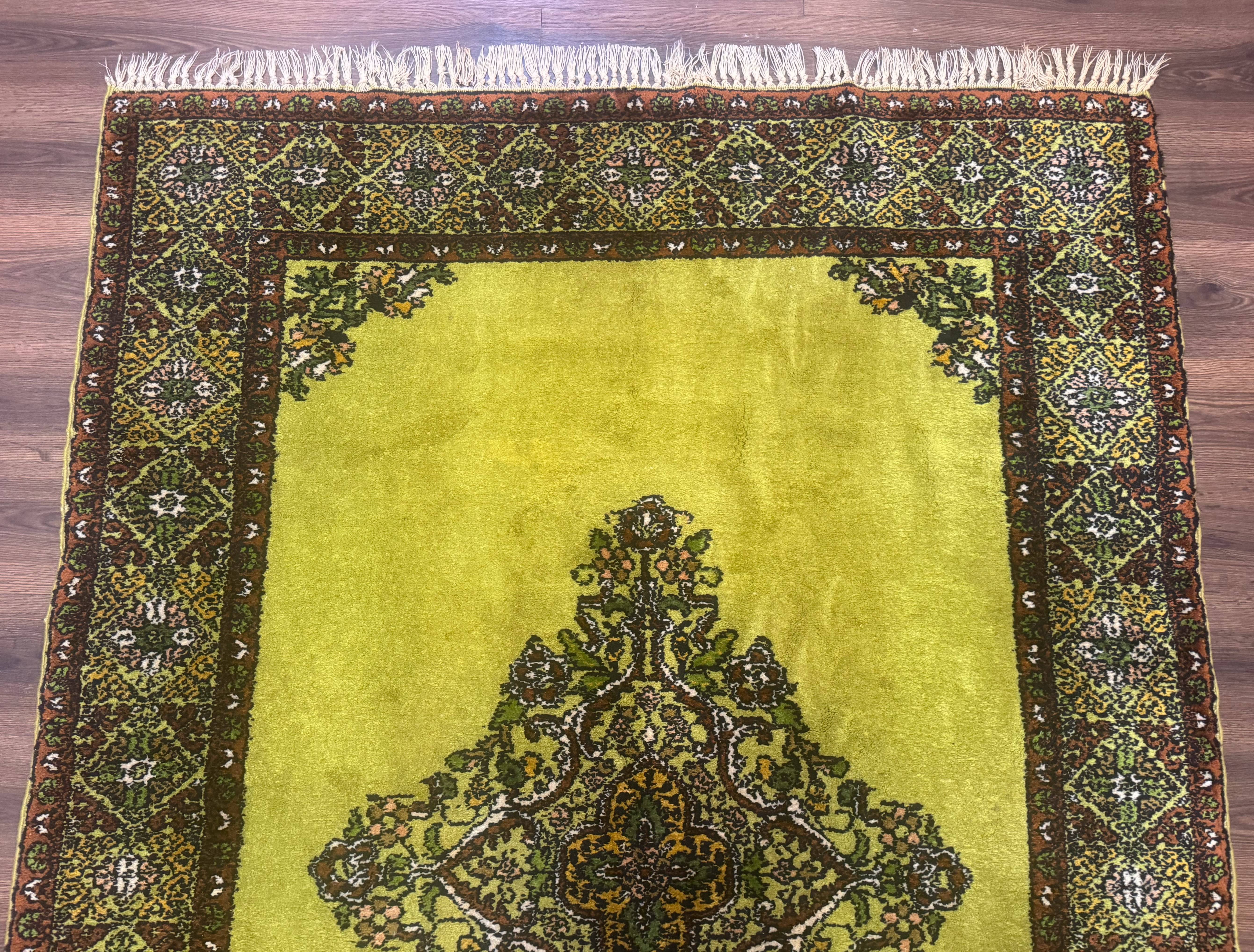 Moroccan Rug 6x8, Semi Open Field, Vintage, Lime Green, Wool Carpet - Jewel Rugs