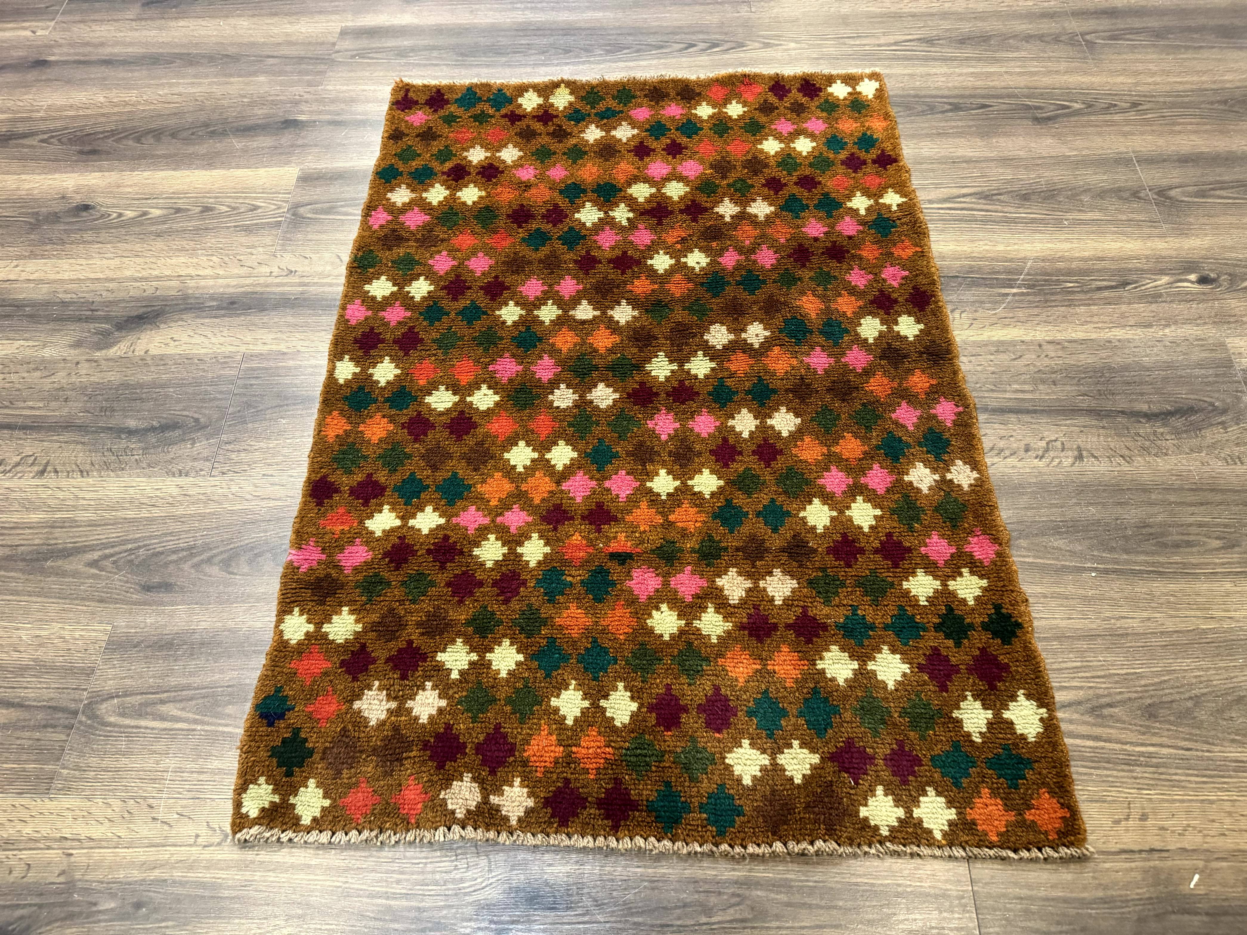 Colorful Afghan Balouch Rug 3x4, Vintage Handmade Wool Carpet - Jewel Rugs