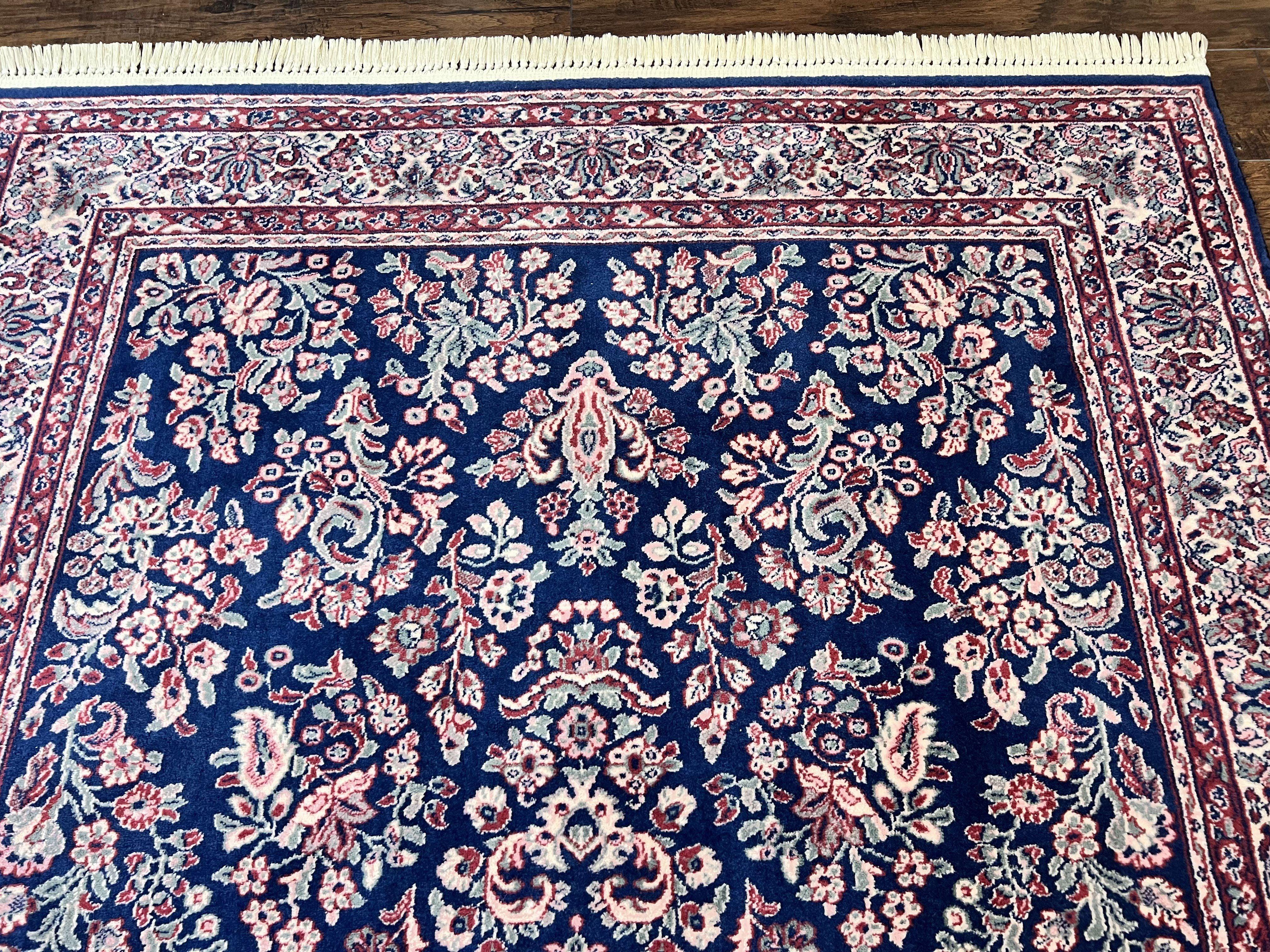 Karastan Kara Mar Rug 5.6 x 8.6, Navy Sarouk, Belgium Power Loomed