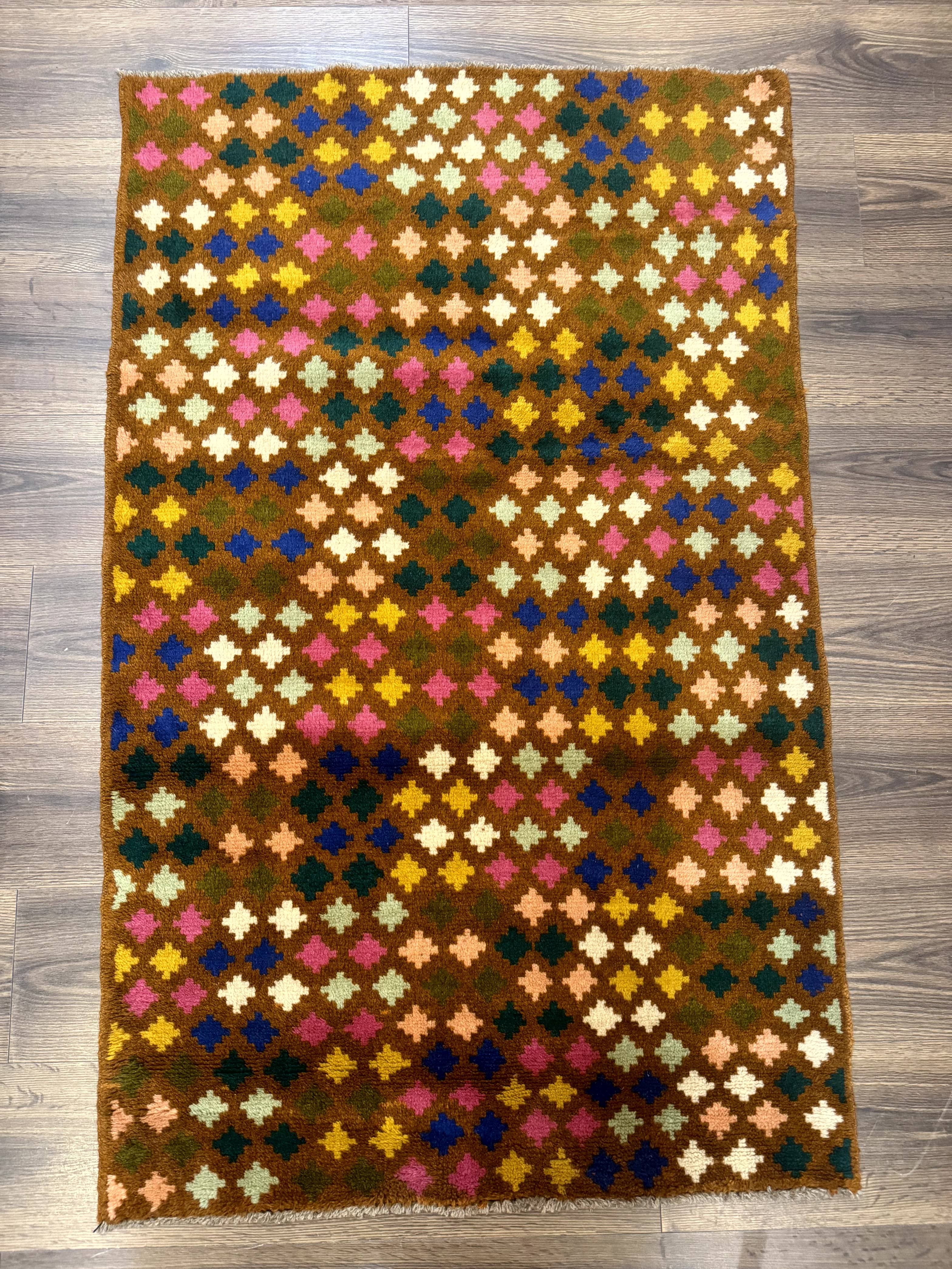 Afghan Balouch Rug 3x5, Multicolor, Vintage, Wool, Handmade - Jewel Rugs