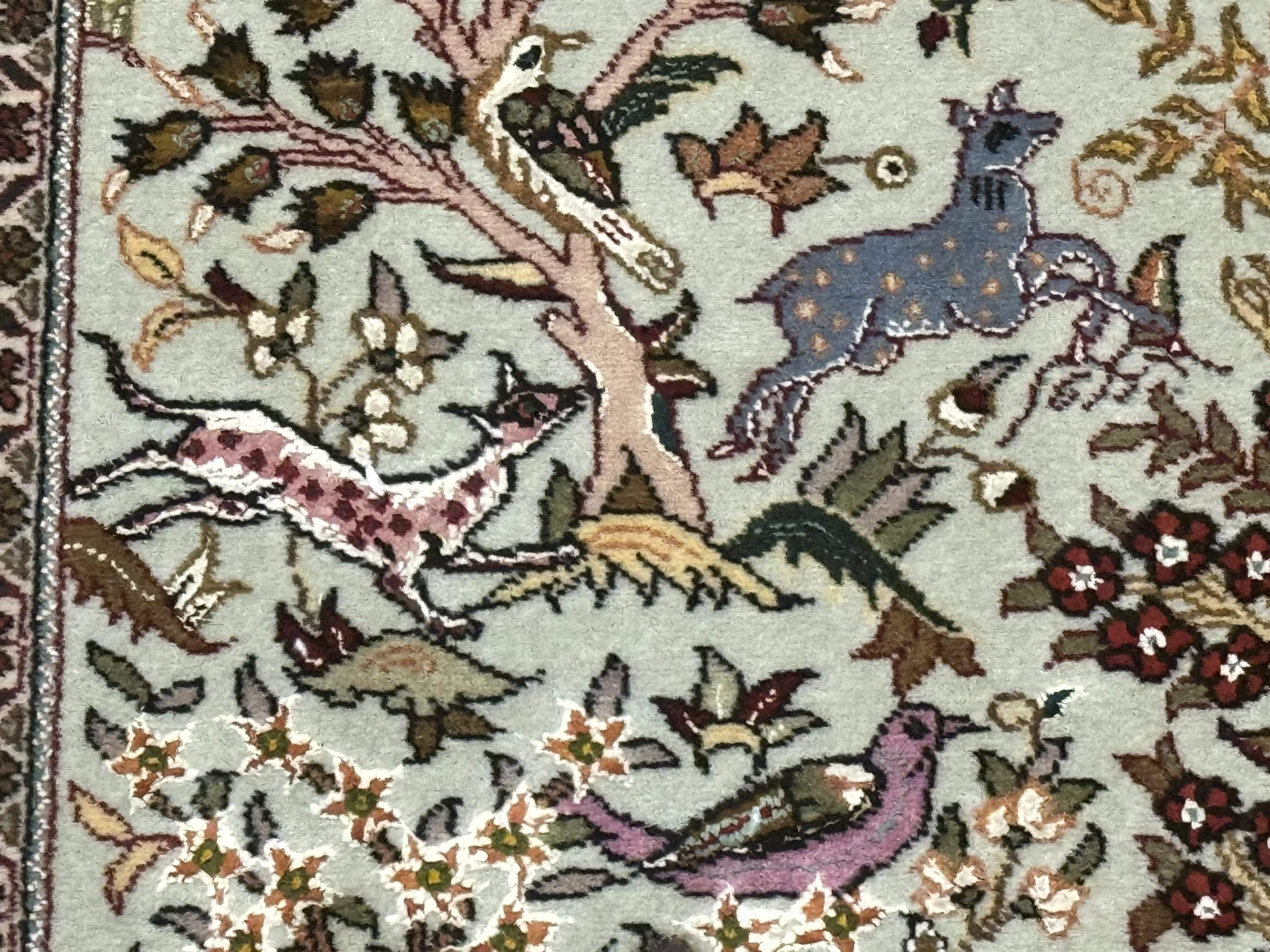 Wonderful Persian Tabriz Rug 3x5, Tree of Life, Animal Pictorials