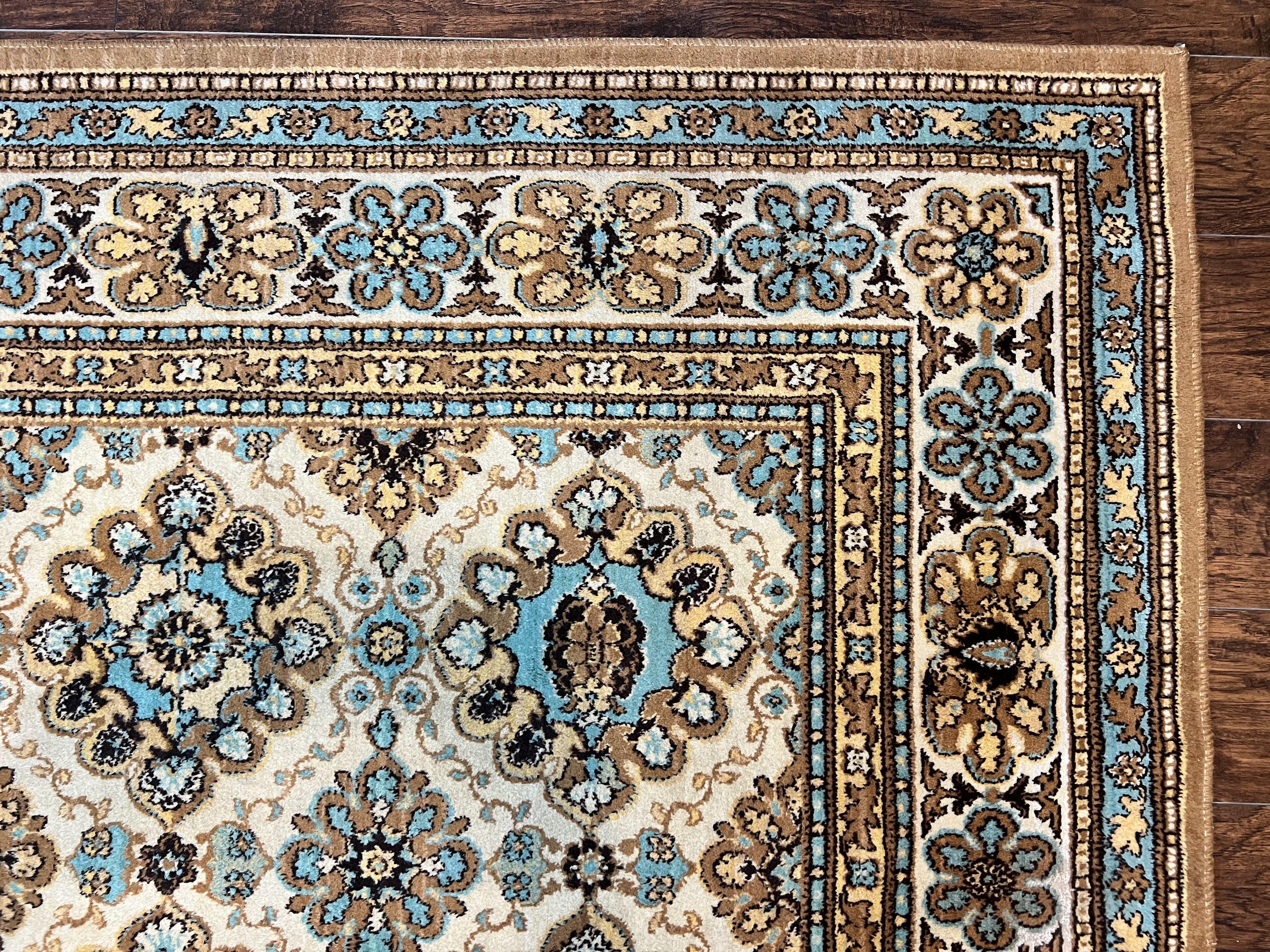 Belgium Power Loomed Rug 10x13, Colorful Multicolor Cream Red Blue, Wool, Large Area Rug, Vintage, Room Sized Carpet - Jewel Rugs