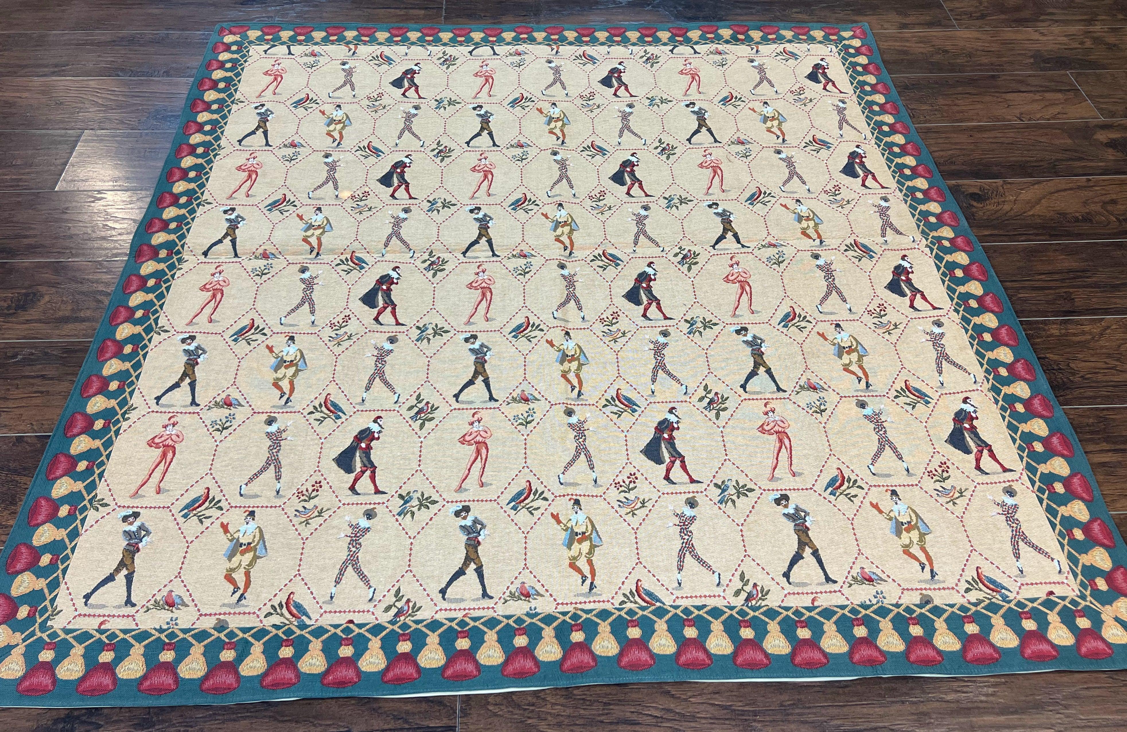 Square Tapestry 5x5, Wall Hanging, Human Pictorials, Court Jesters, Vintage - Jewel Rugs