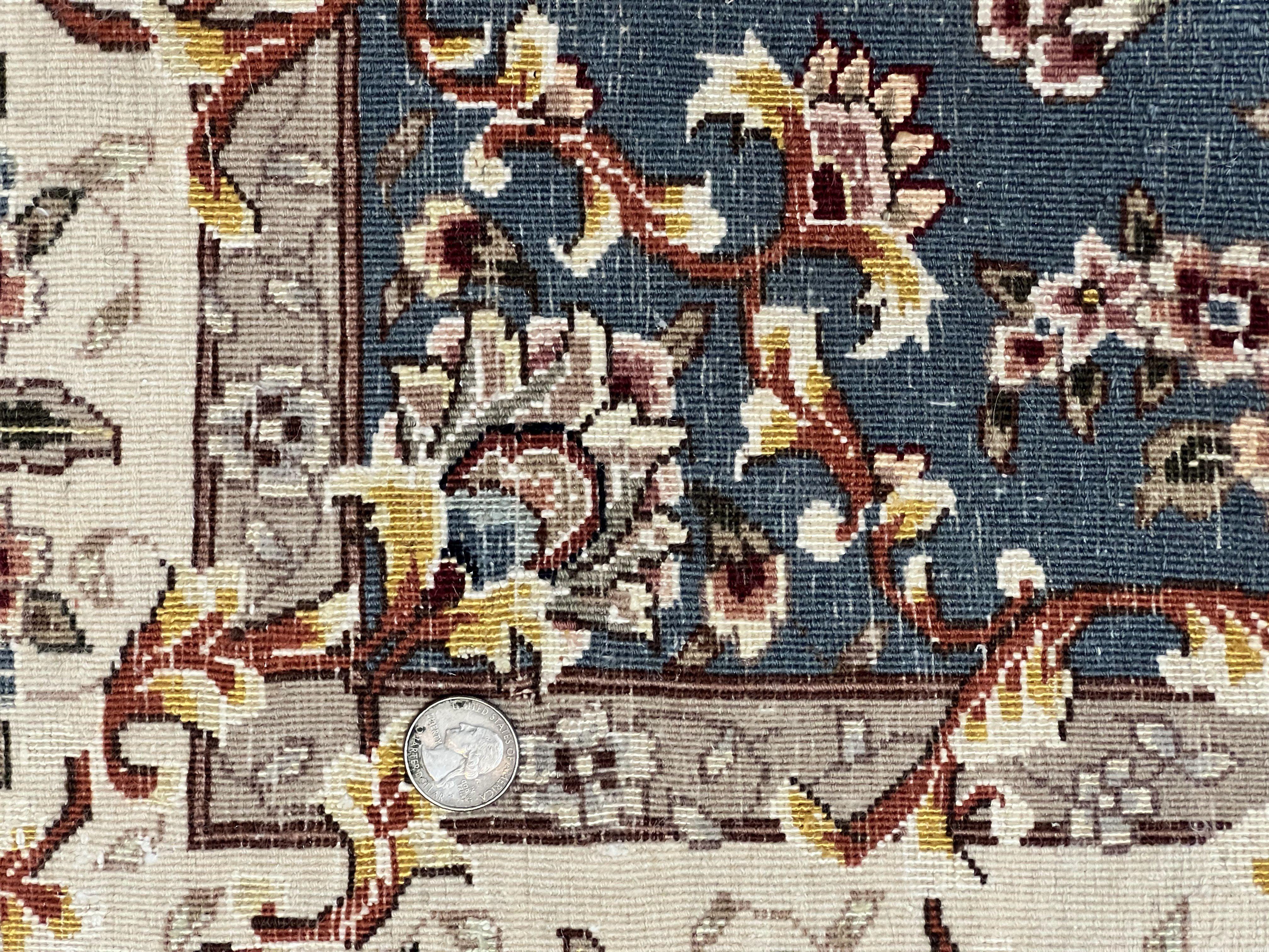 Sino Persian Rug 4x6, Very Fine Oriental Carpet, Handmade Rug 4 x 6, Floral Allover Vintage Traditional Wool & Silk Highlights, 200 KPSI - Jewel Rugs