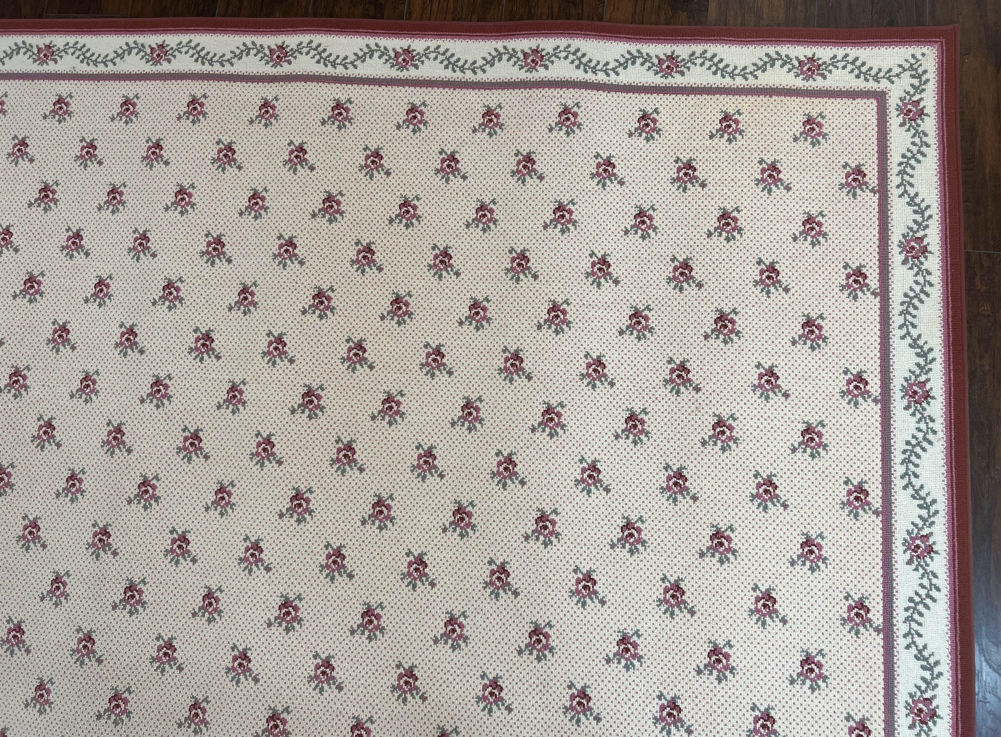 Stark Rug 12x14, Vintage Stark Carpet 12 x 14, Large Palace Size Rug, Beige, Repeated Floral Motif - Jewel Rugs