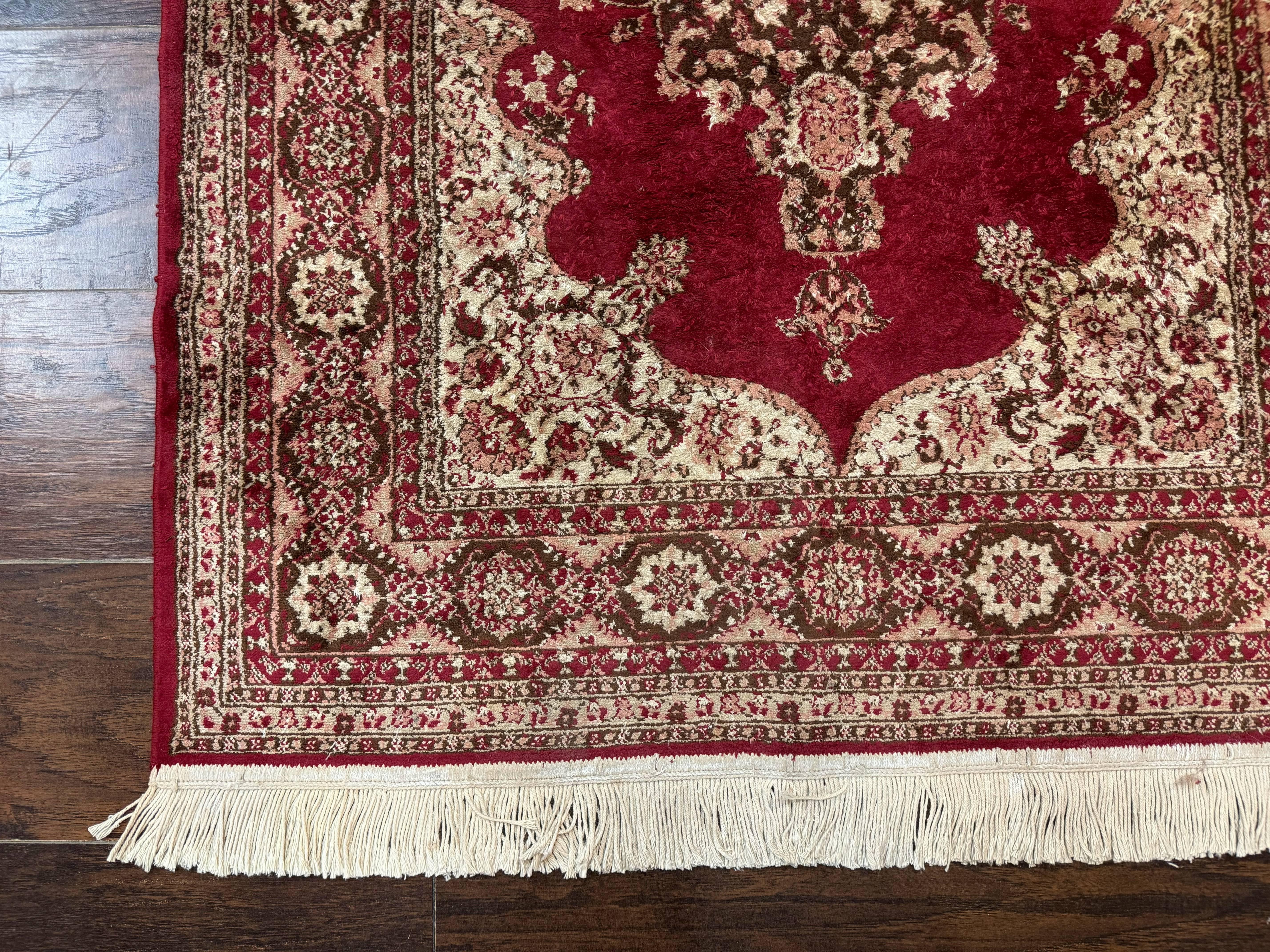 Vintage Art Silk Rug 3x4, Traditional Oriental Persian Design Rug, Belgium Power Loomed Rug, Red and Beige, Semi Open Field Kerman Rug - Jewel Rugs