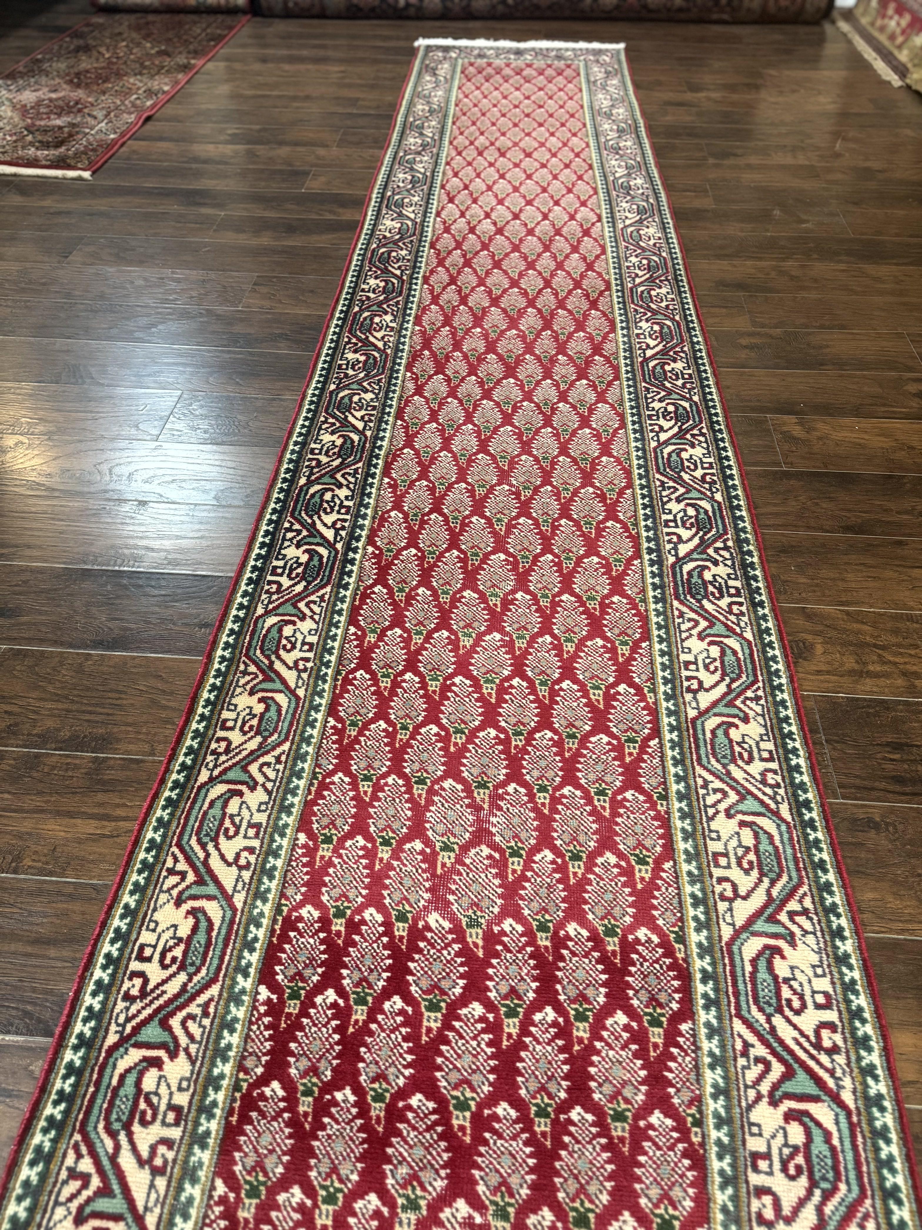 Persian Tabriz Runner Rug 3x16, Paisley Boteh Design, Red and Cream, Rug for Hallway, 16ft Wool Runner - Jewel Rugs