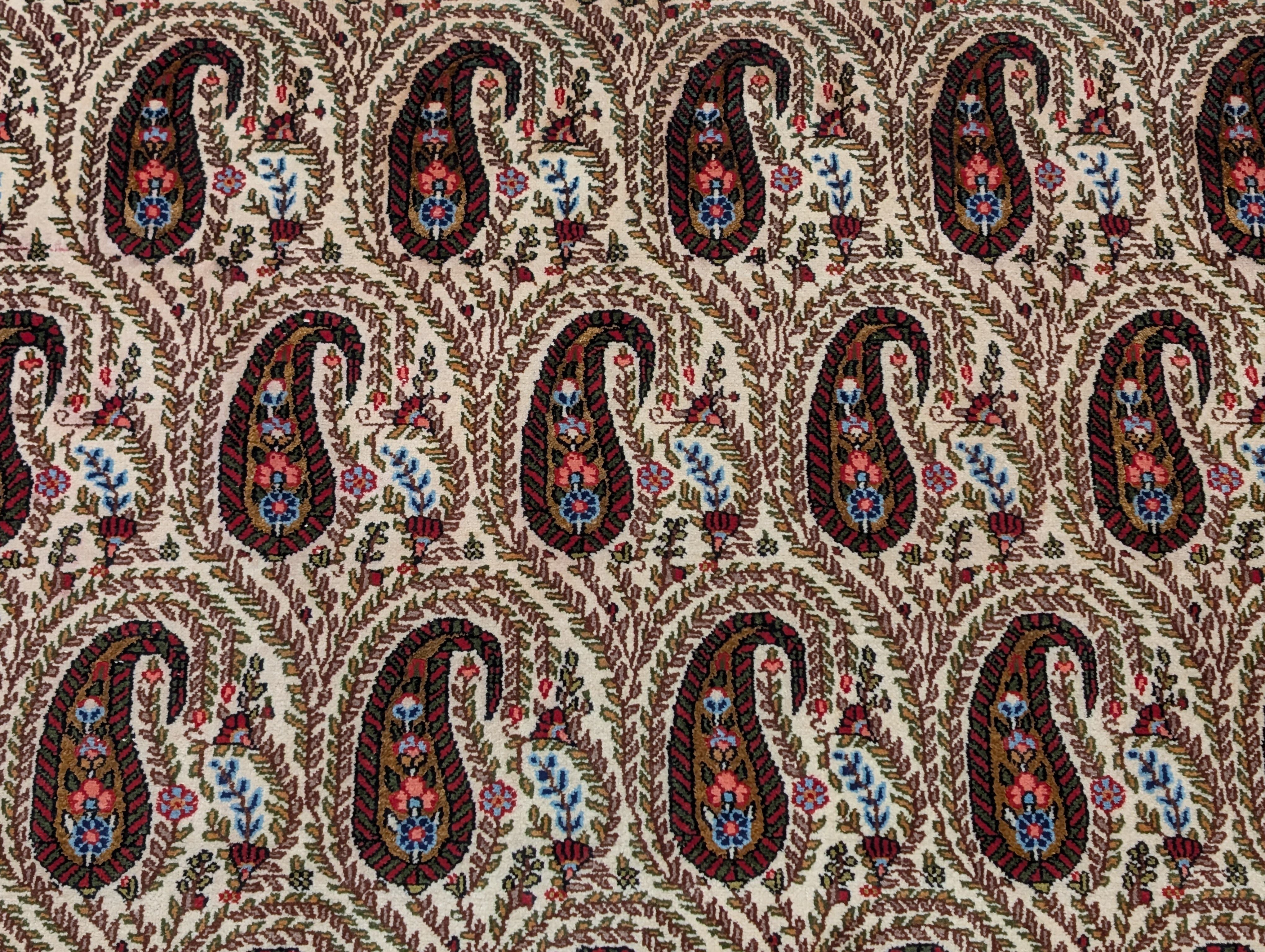 Persian Qum Rug 5x7, Paisley Boteh Design, Hand Knotted Fine 210 KPSI - Jewel Rugs