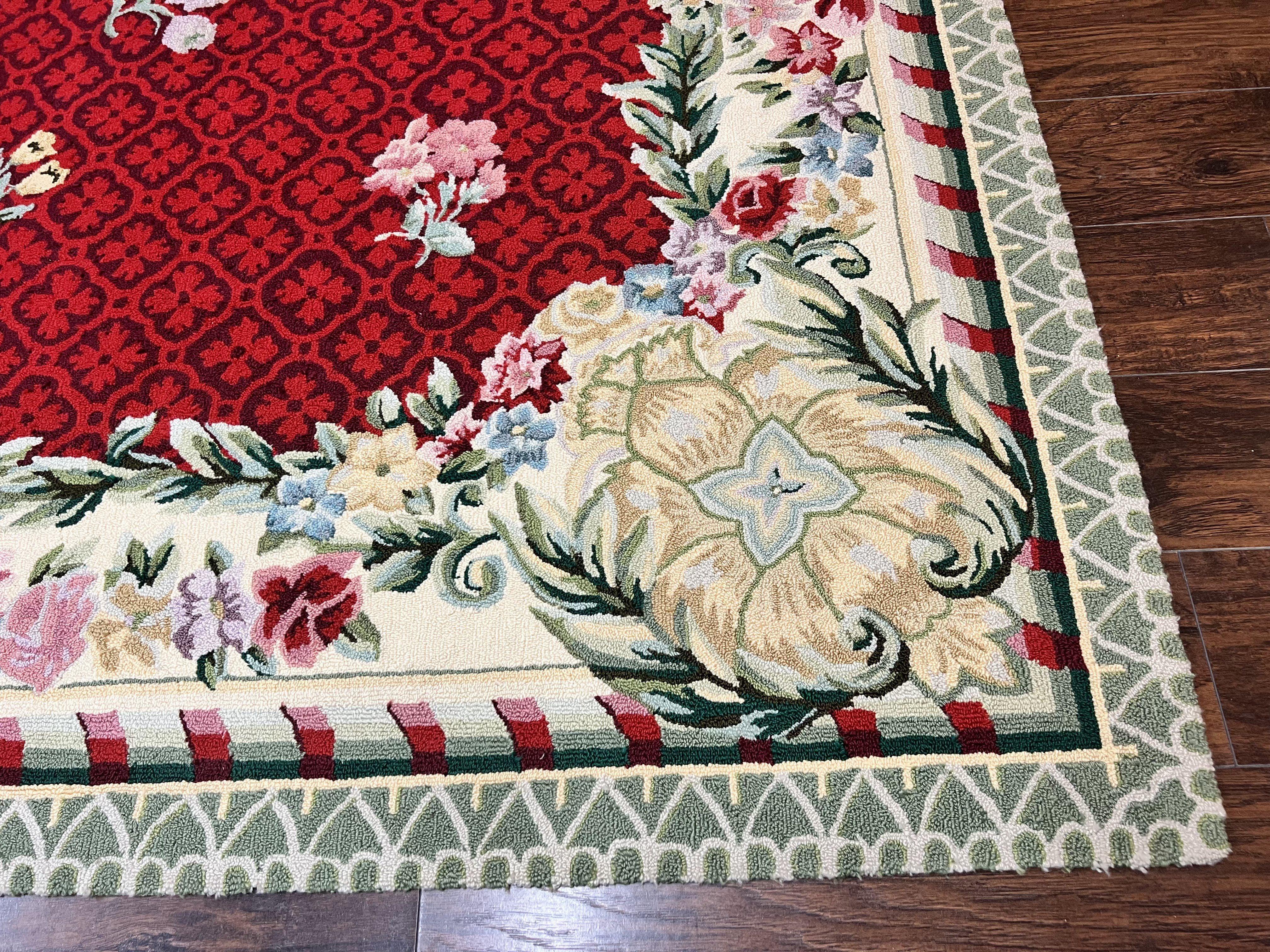 Vintage Stark Rug 10x17, Stark Carpet 10 x 17, Hooked Rug, Aubusson French European Design, Red, Elegant, Wool Palace Sized Rug - Jewel Rugs