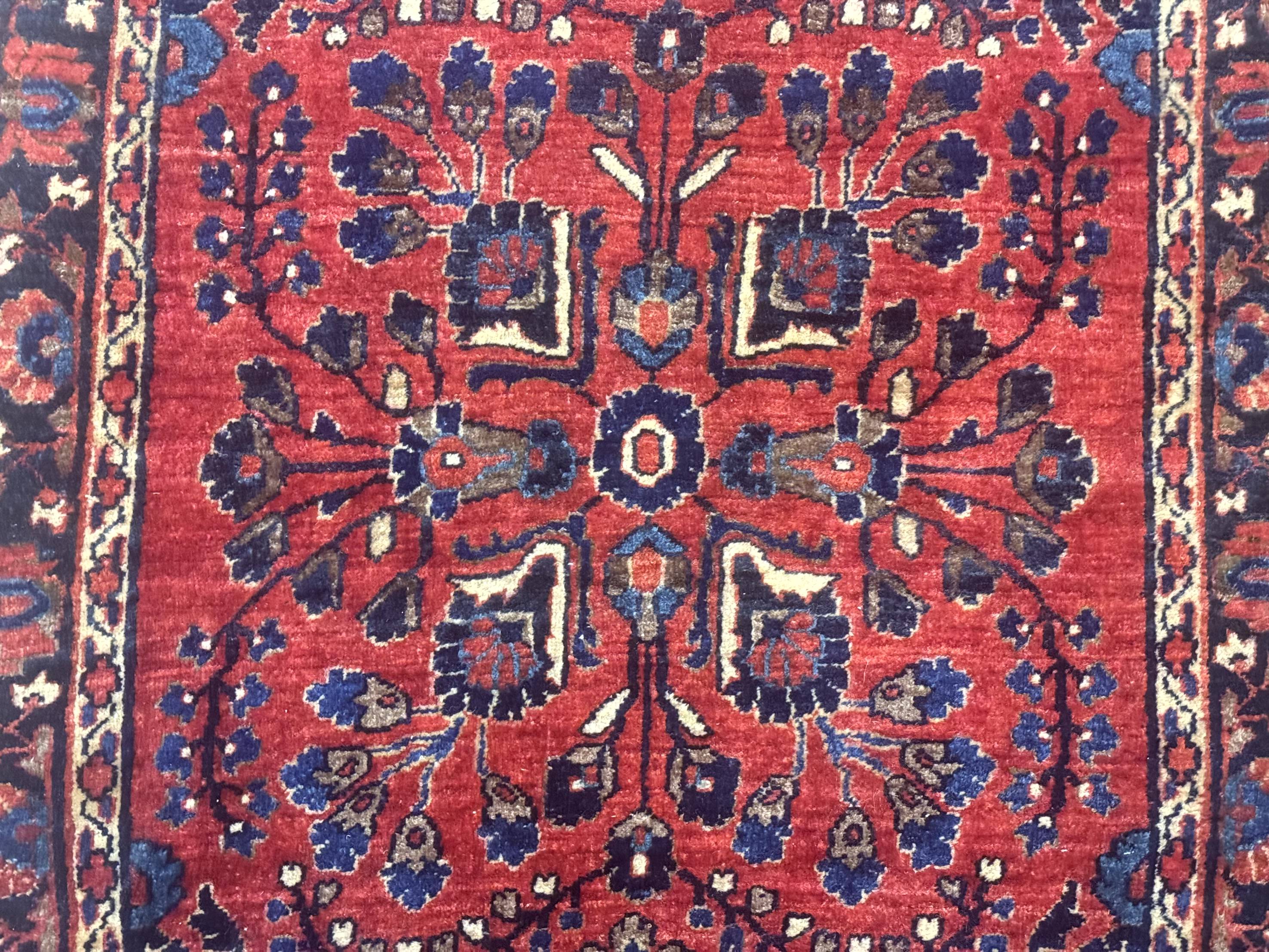 Small Red Persian Sarouk Rug 2.7 x 4.9, Floral, Antique - Jewel Rugs