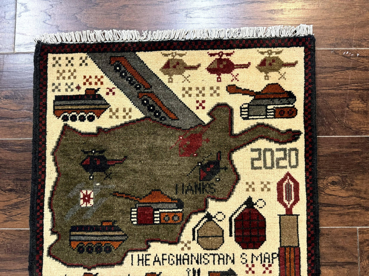 Afghan War Rug, Tanks Helicopters Guns – Jewel Rugs