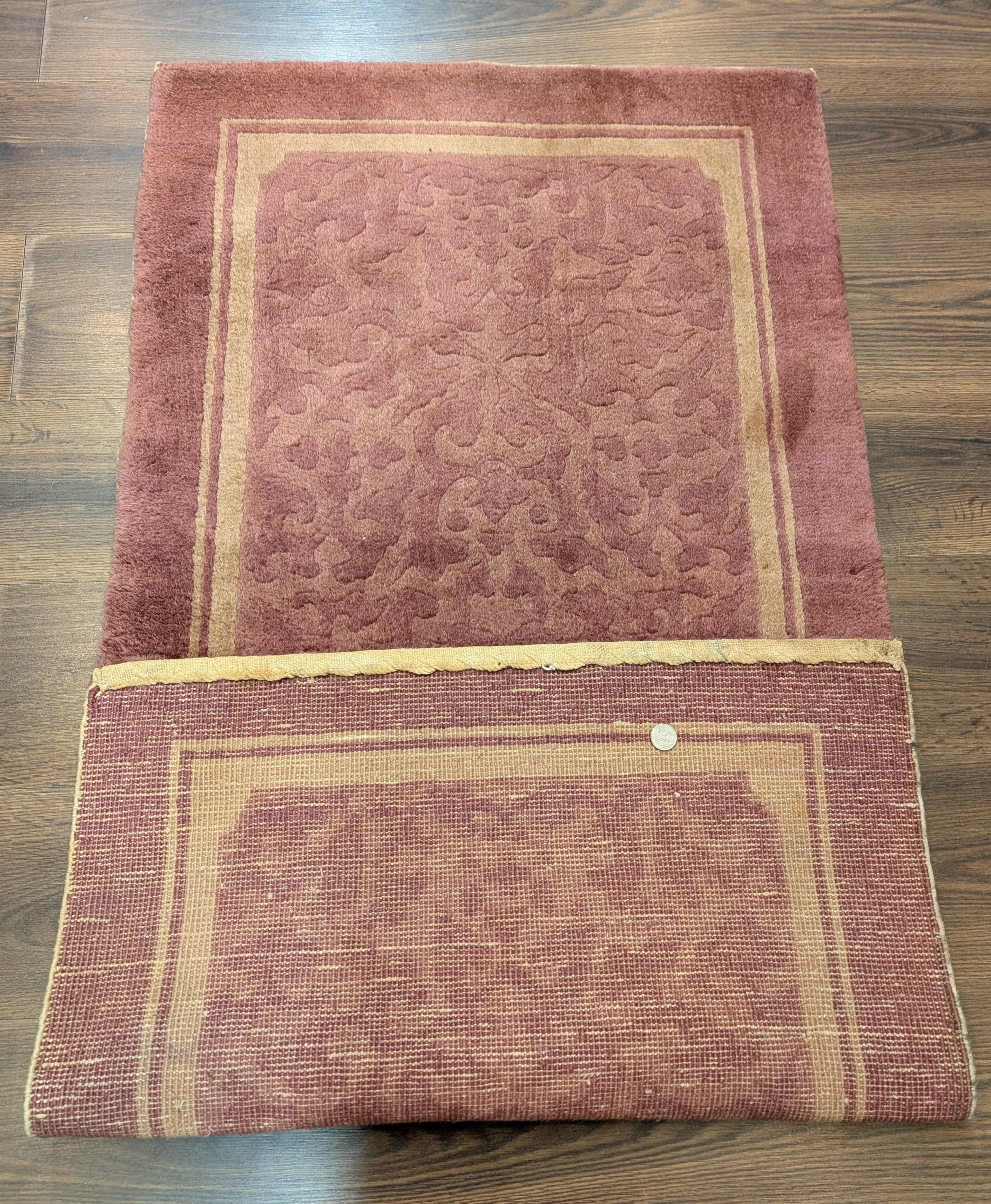 Chinese Wool Rug 2.6 x 5, Pink, Asian Oriental Rug, Fette Rug, Vintage - Jewel Rugs