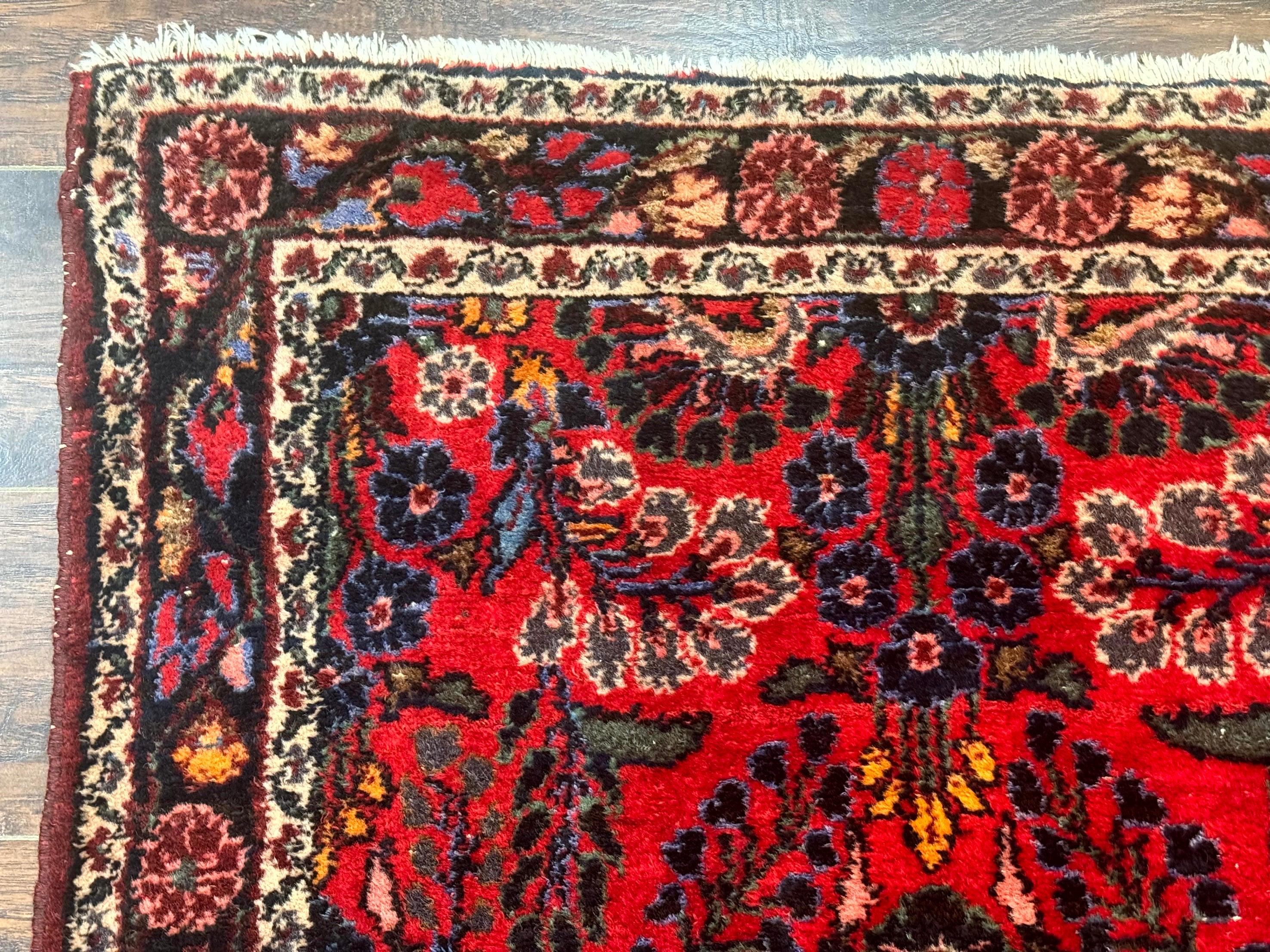 Persian Rug 3x5, Red Tribal Rug, Semi Antique, Wool Rug 3 x 5, Persian Hamadan Rug - Jewel Rugs