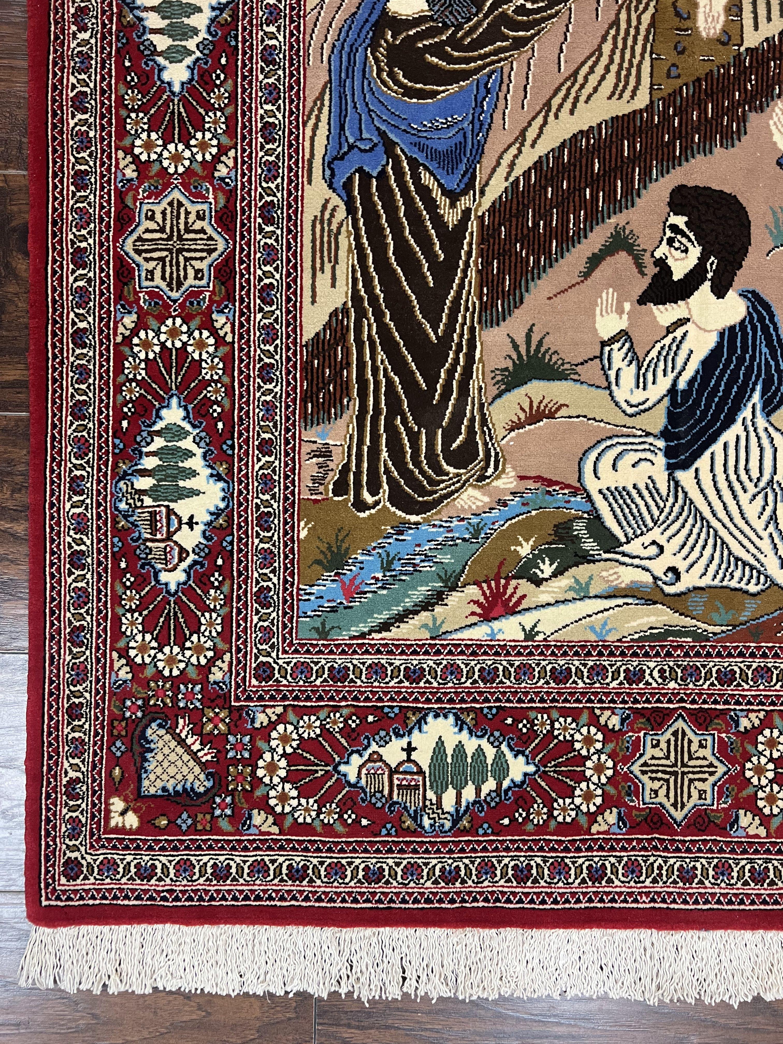 Persian Kashan Pictorial Rug 3x5 - Jesus on Cross - Jewel Rugs