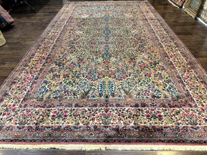 Karastan Rug 8.8 x 15, Lanamar Kirman #5519, Wool Karastan Carpet, Antique Floral Karastan Rug, Tree of Life Design Rug, Traditional Rug