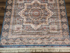 Square Turkish Silk Rug 5x5, Mamluk Design, Detailed, New, Bamboo Silk - Jewel Rugs