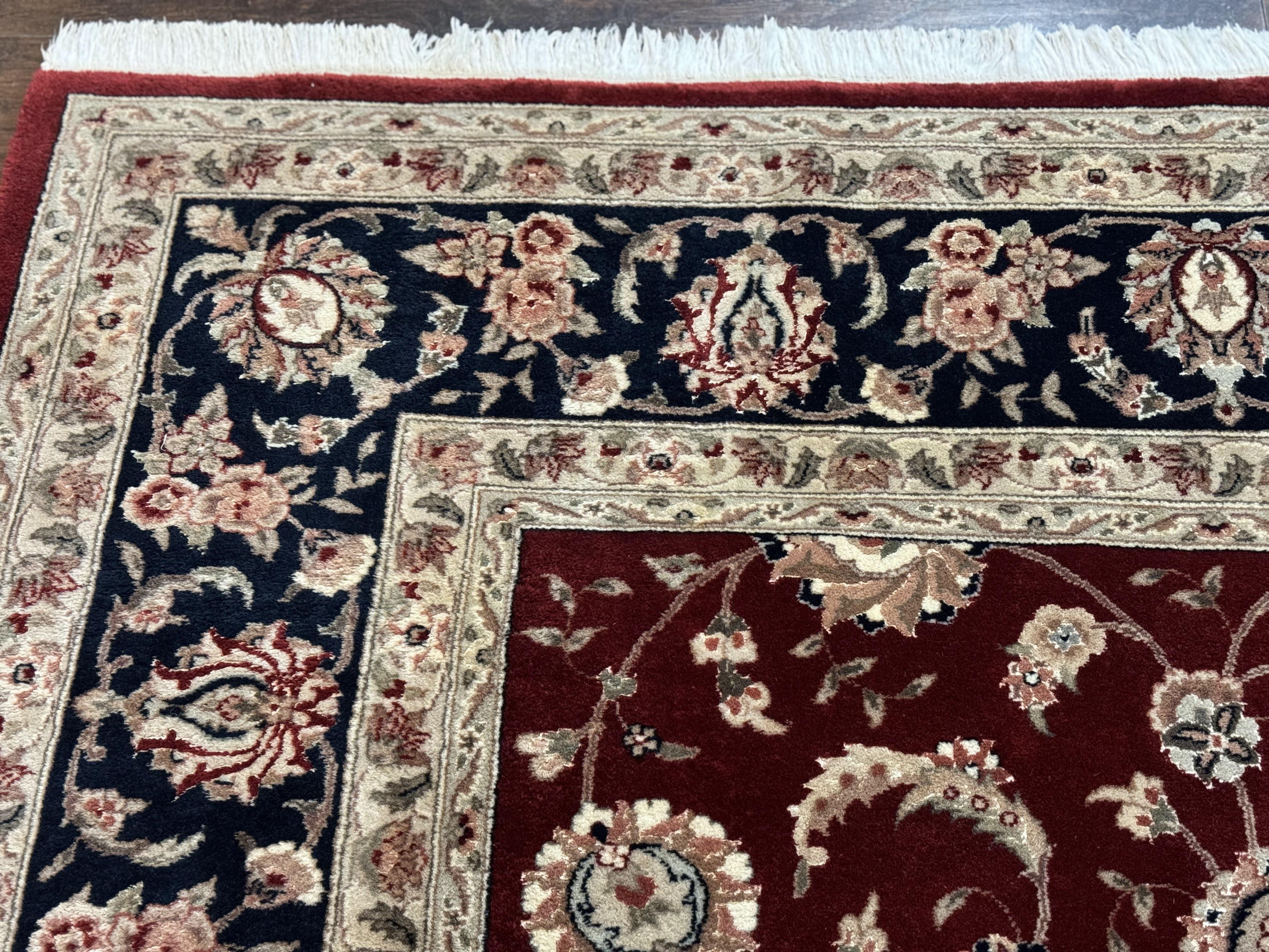 Maroon Persian Area Rug 8x10, Floral Allover, Pak Persian, Wool and Silk Highlights, Traditional Oriental Carpet - Jewel Rugs
