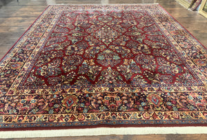 Karastan Rug 8.8 x 10.6 Red Sarouk #785, Original 700 Series, Vintage Wool Pile Karastan Carpet, Room Sized Karastan Area Rug