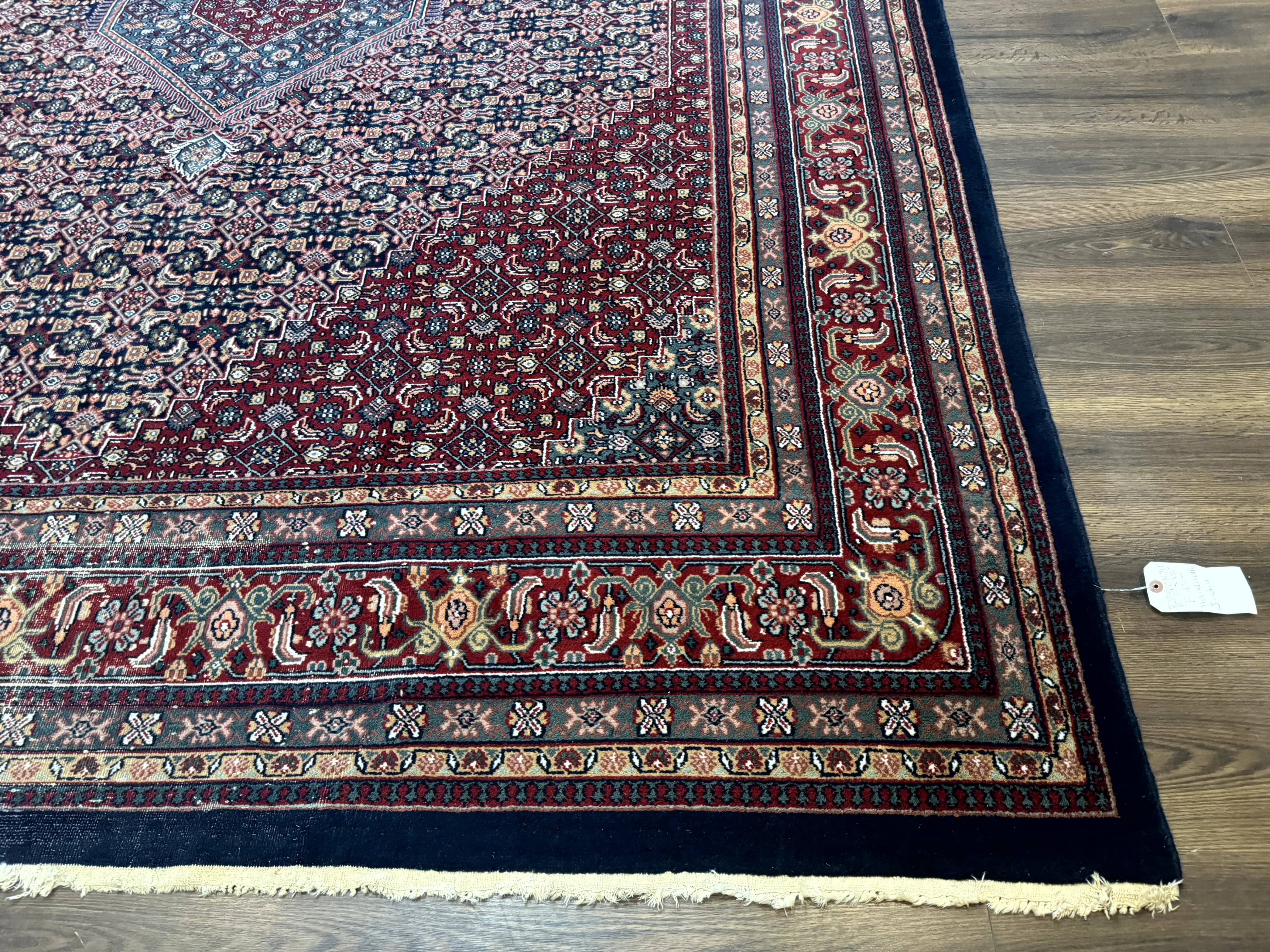 Indo Persian Bidjar Rug 9x12 Wool Handmade Carpet Dark Blue - Jewel Rugs