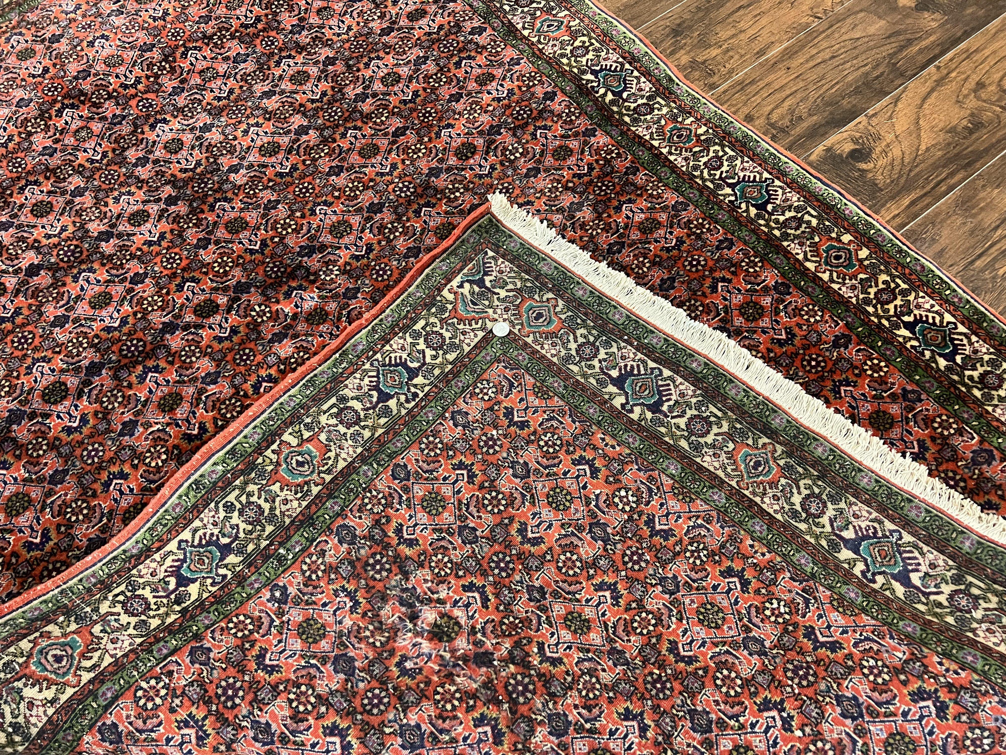 Antique Persian Bijar Rug 5x7, Allover Pattern, Hand Knotted Vintage Wool Tribal Oriental Carpet, Bidjar Rug, Red and Cream 5 x 7 ft, Handmade Rug - Jewel Rugs