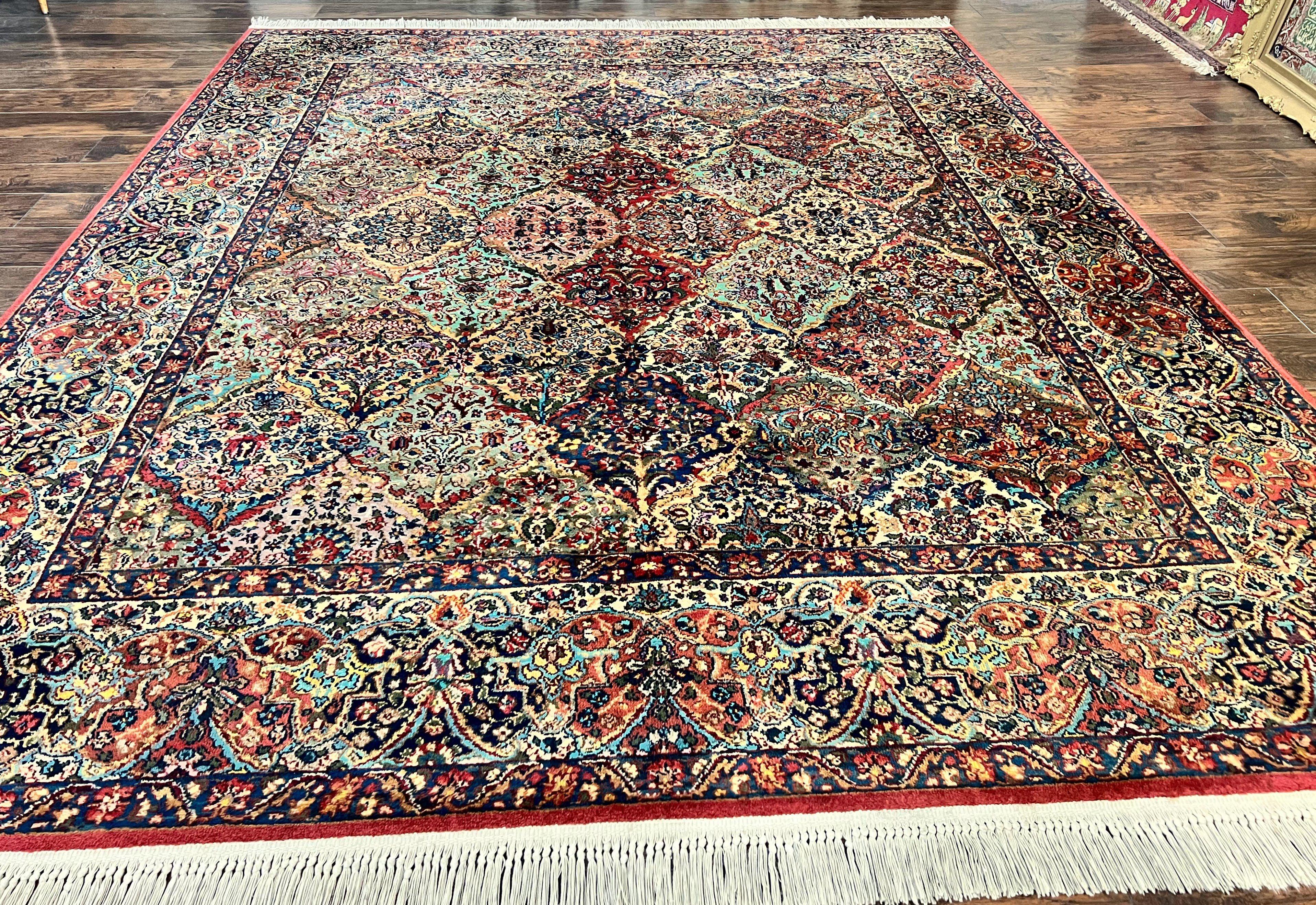 Karastan Multicolor Panel Kirman Rug #717, Wool Karastan Rug 8.8 x 10.6, Vintage Multipanel Kirman, Original Karastan Collection 700 Series - Jewel Rugs