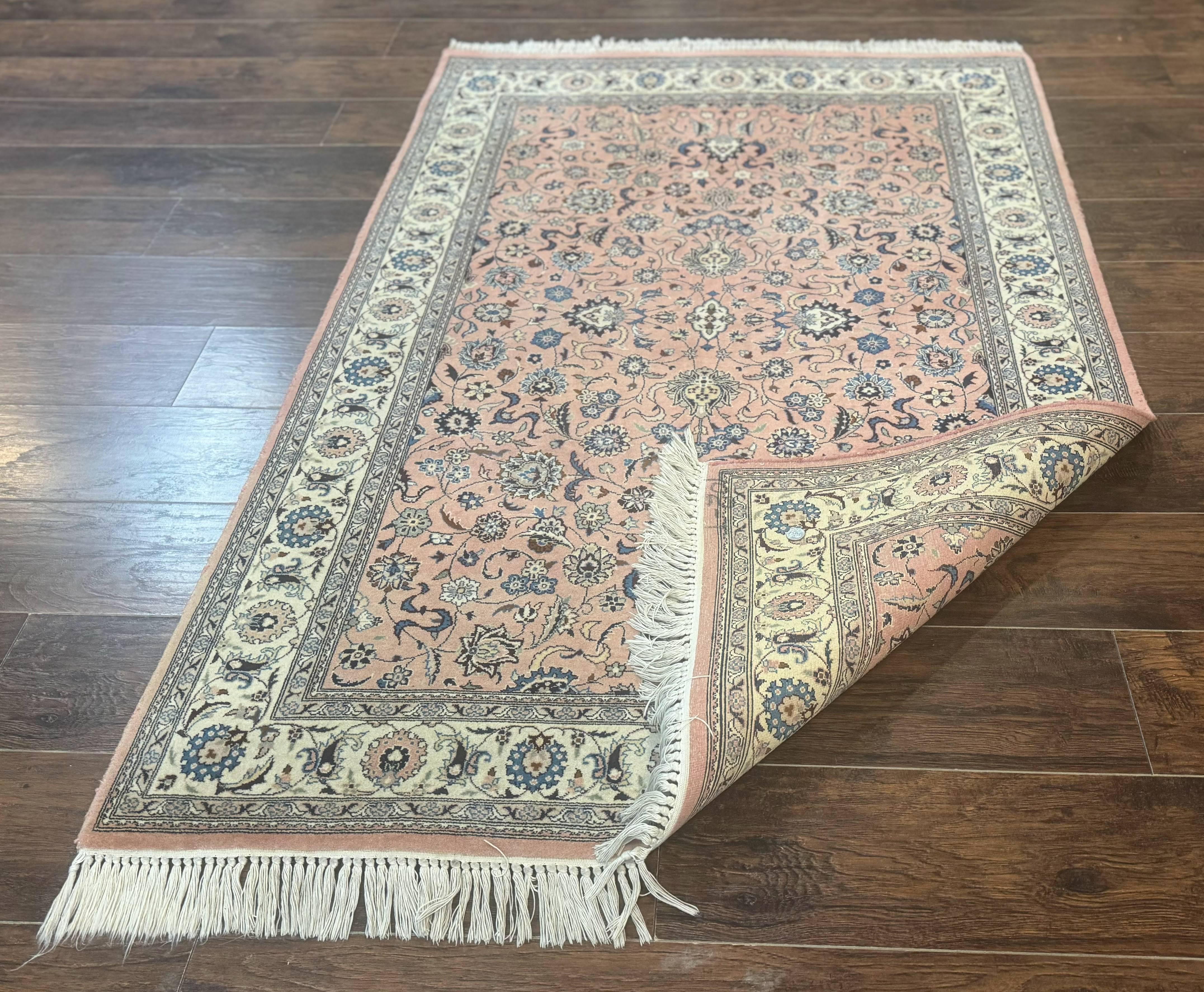 Pak Persian Rug 4x6, Pink and Cream, Very Fine 225 KPSI, Handmade Wool Oriental Carpet - Jewel Rugs