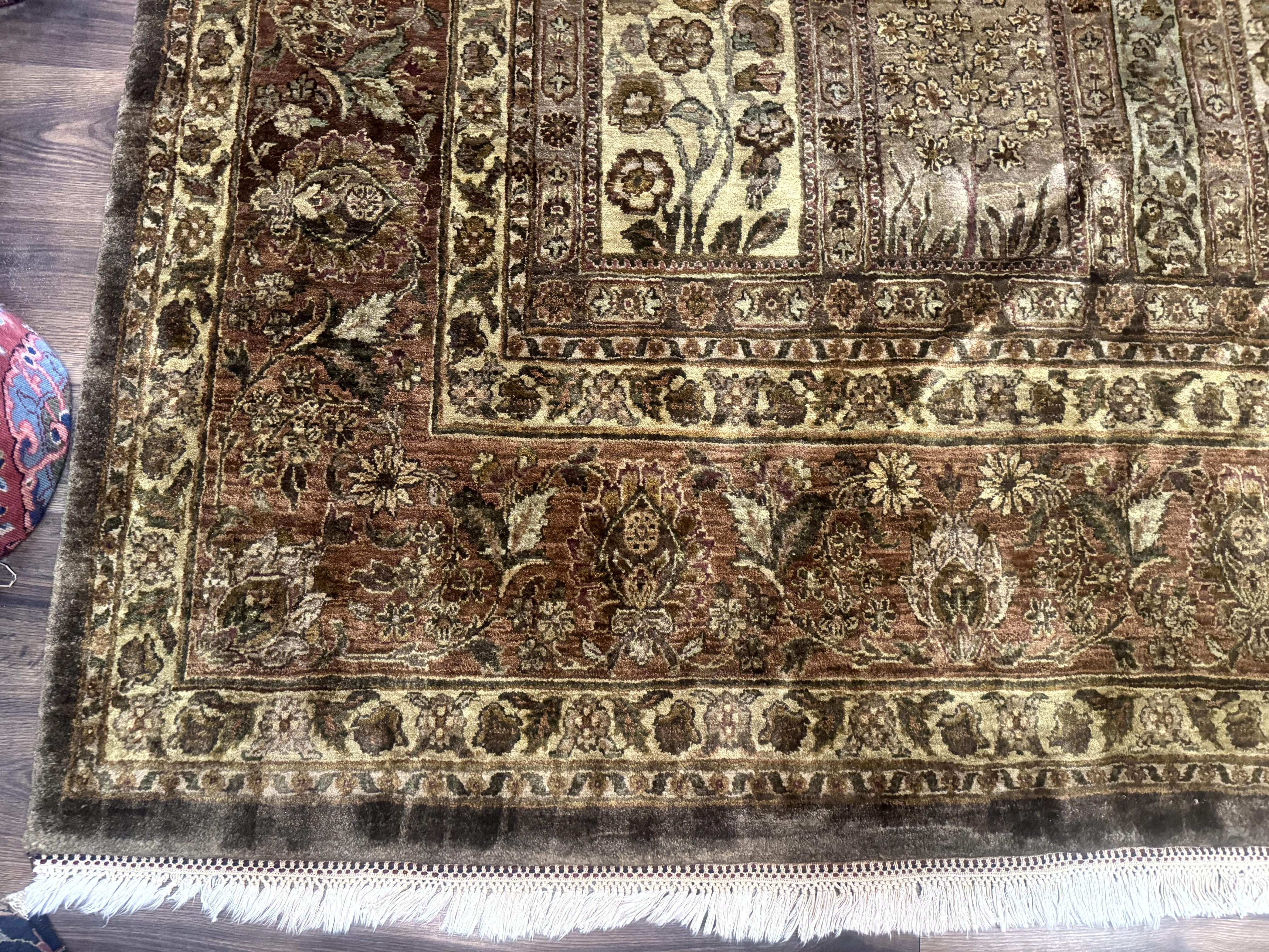 Large Indian Wool Rug 12x14, Wool Handmade Panel Design Carpet, Traditional, Palace Size - Jewel Rugs