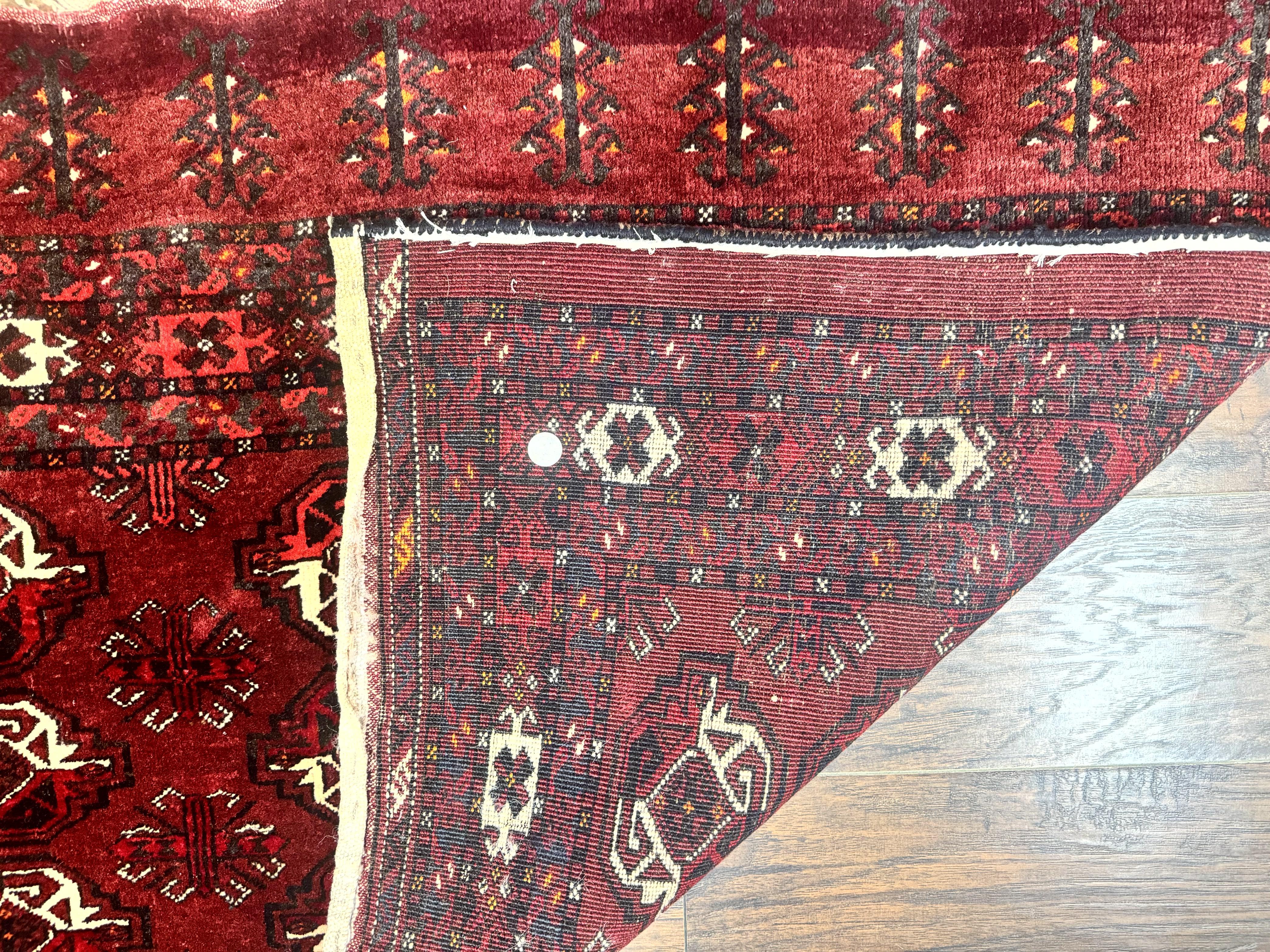 Antique Afghan Turkoman Mafrash Rug 3x5, Red, Hand Knotted, Wool, Tribal Collectible - Jewel Rugs