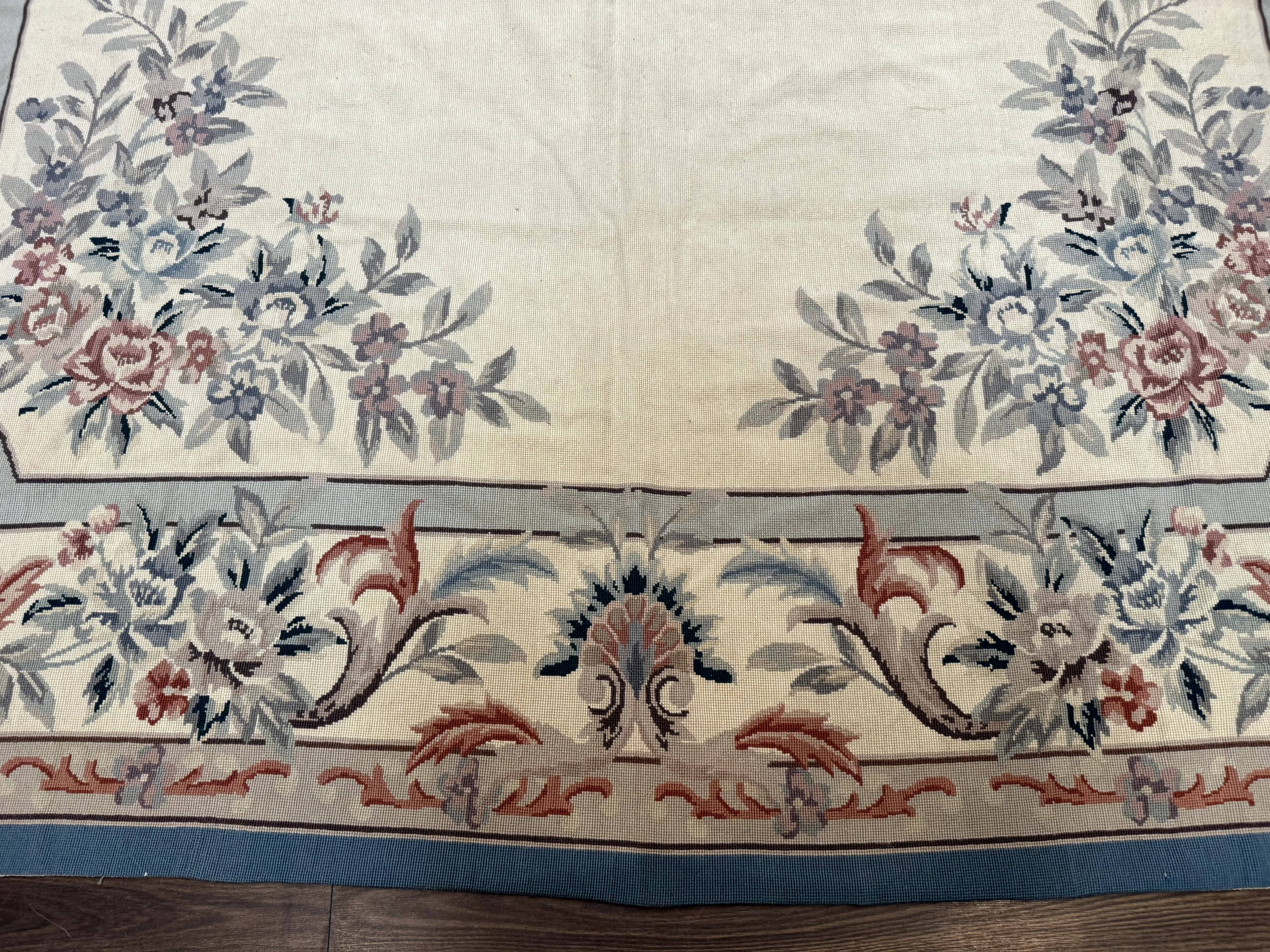 Ivory Needlepoint Rug 8x10, Wool Handmade Carpet - Jewel Rugs