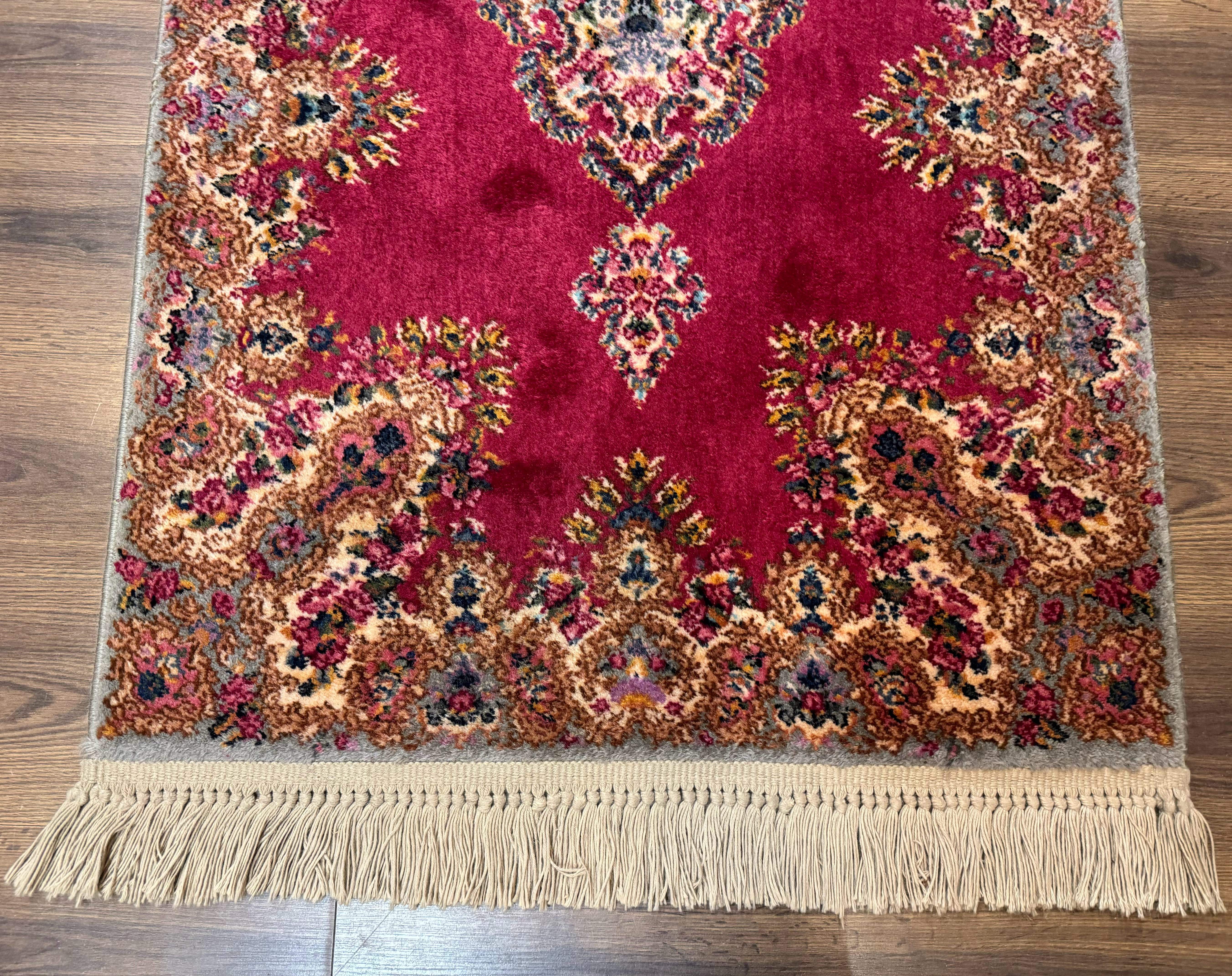 Karastan Rug 3x5 Red Medallion Kirman #762, Wool Vintage Original 700 Series - Jewel Rugs