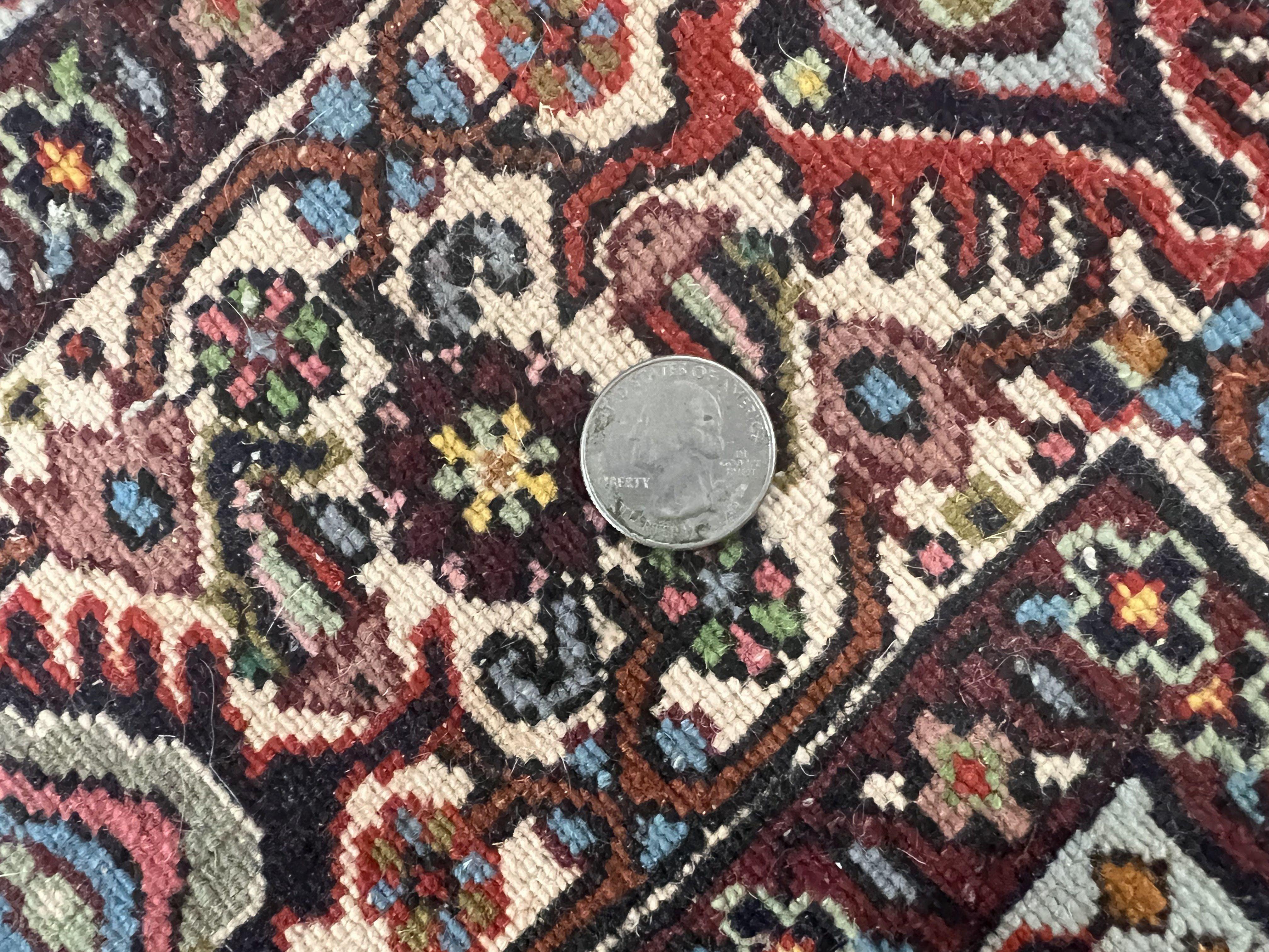 Persian Bidjar Rug 5x10, Wool Hand Knotted Vintage Carpet, Highly Detailed, Mahi Herati Pattern, 5 x 10 Oriental Rug - Jewel Rugs